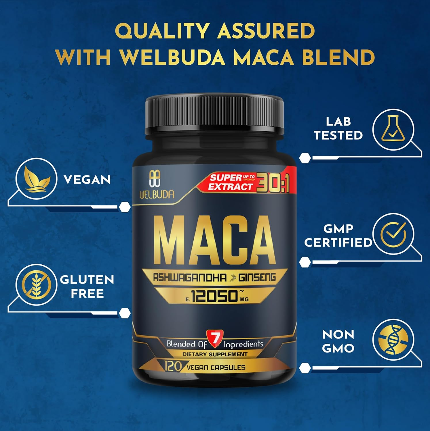 120 Capsules - 4 Month Supply - Maca Root Capsules 12050 Mg with Black + Red + Yellow Maca Root Extract Supplement - Mood, Energy, Body & Immune Support image number 6