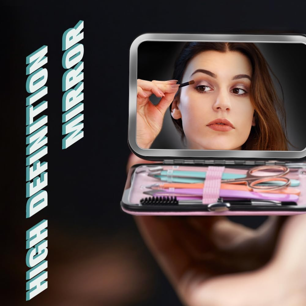 Tsmaddts Tweezers for Women Facial Hair - Precision Tweezers Set with Travel Case - Stainless Steel with Scissor, Mirror image number 1