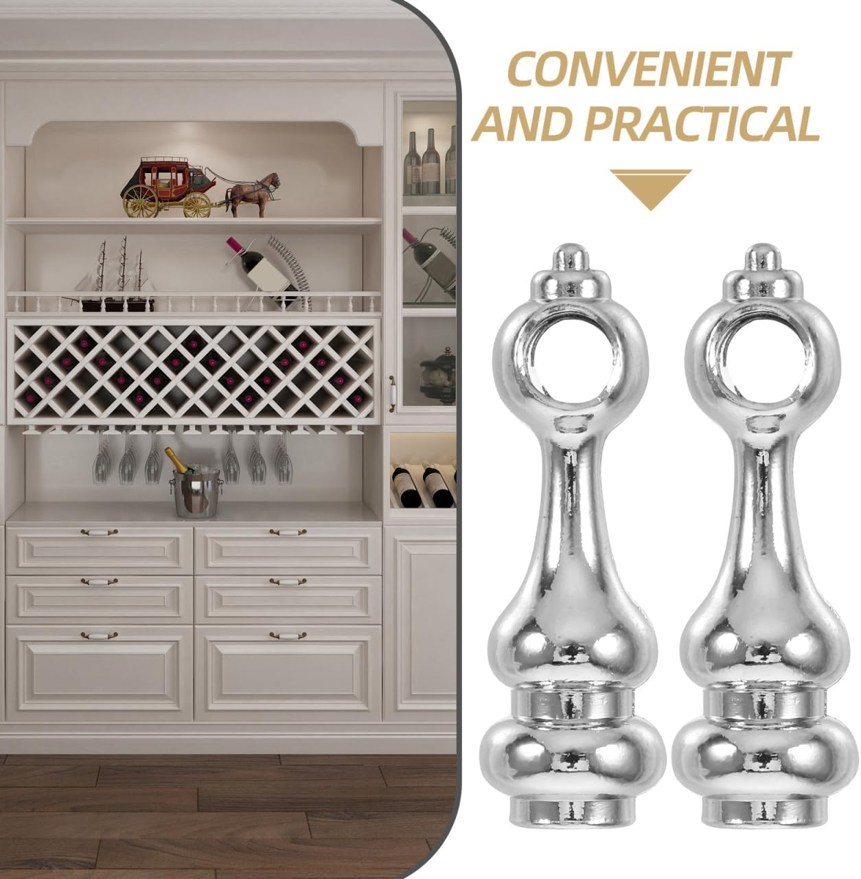 TEHAUX Multi-Functional Glass Railing Post End Caps 4Mm Hole Diameter Zinc Alloy Furniture Connectors for Cabinets Serving Carts Decorative Spindle Hardware Accessories - Golden image number 7