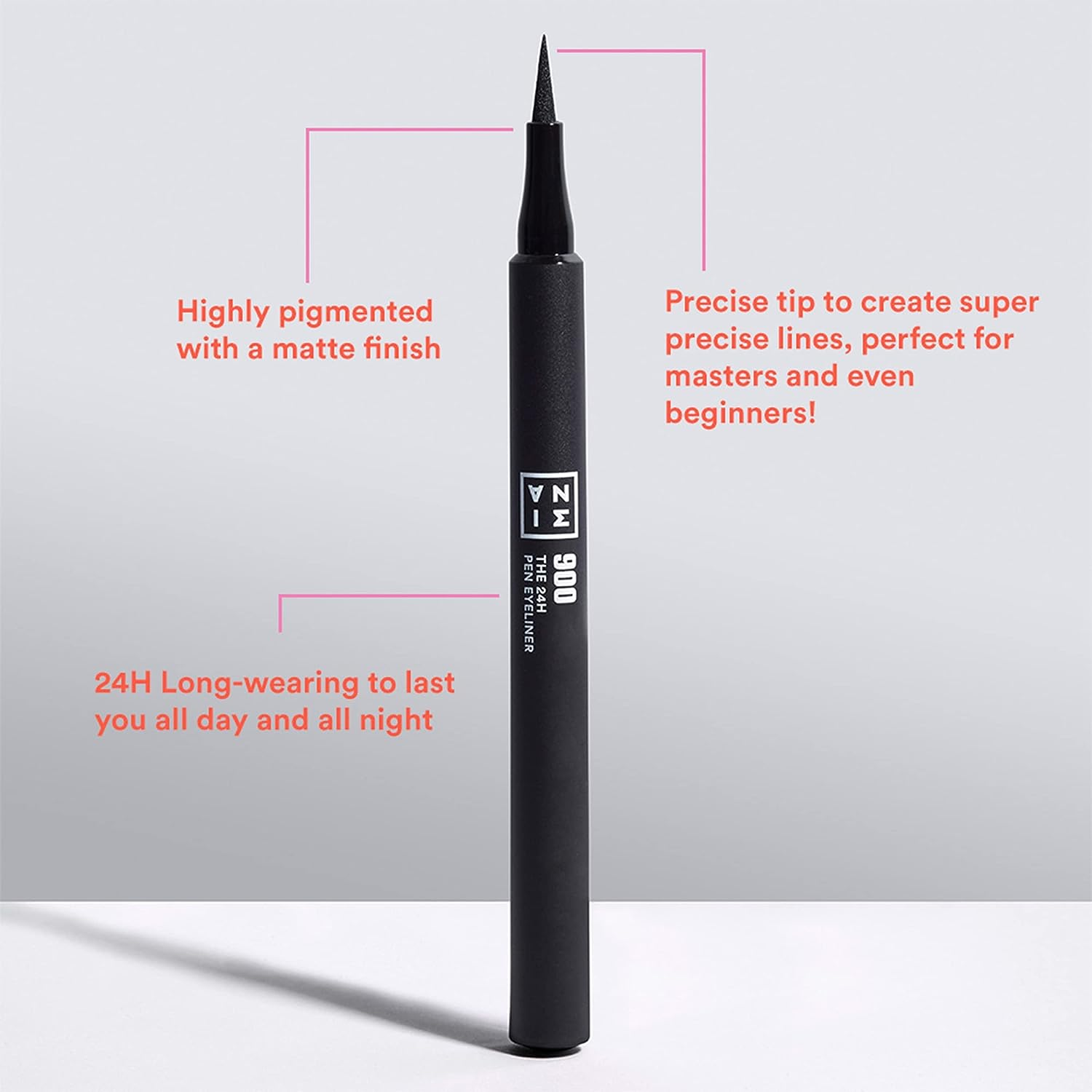 3INA MAKEUP - Vegan - the 24H Pen Eyeliner 900 - Black - Waterproof Felt Eyeliner - Long-Lasting Definition - Highly Pigmented - Precision Tip - Eyeliner Pen - Matte - Cruelty Free