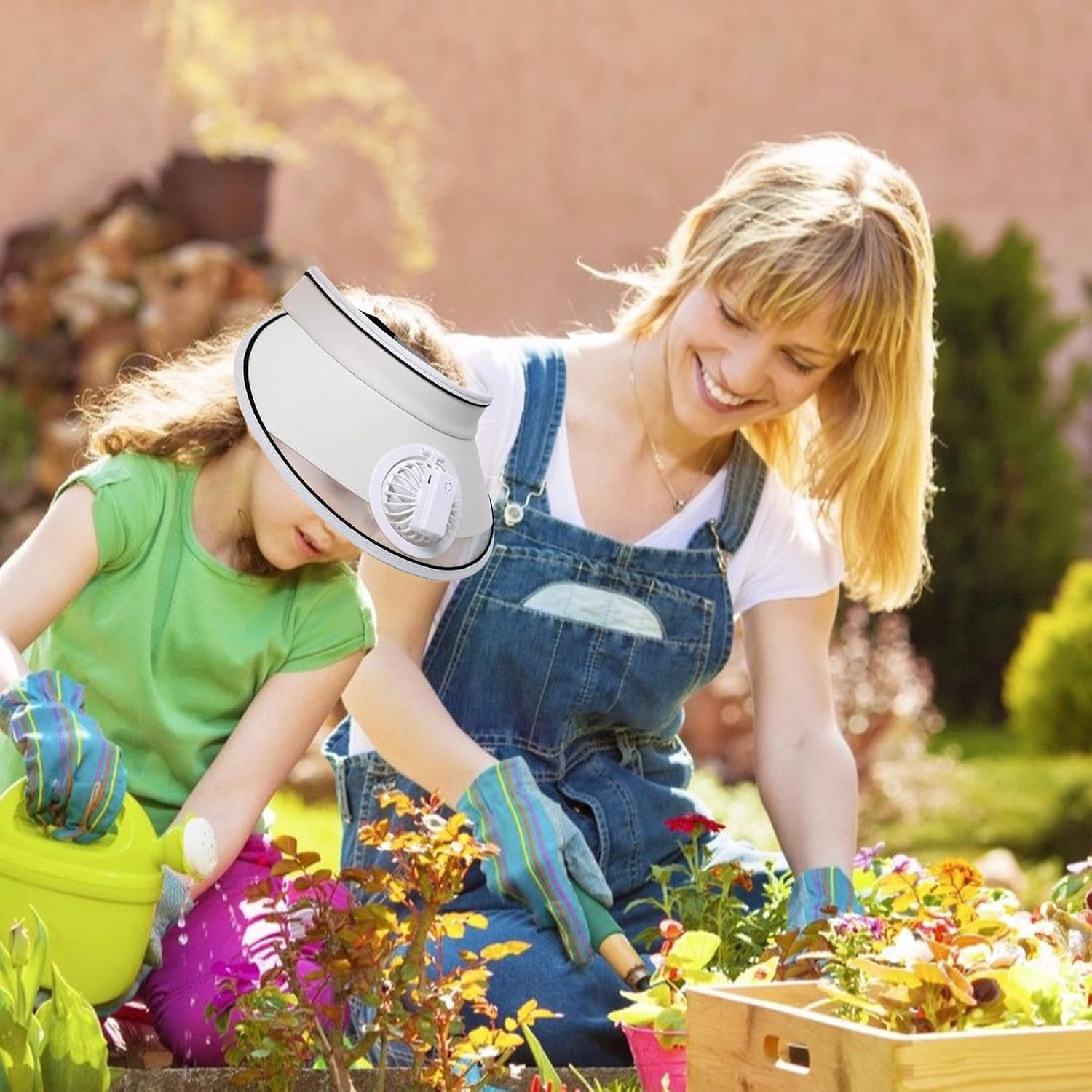 Sun Visor Hats with Fan | Large Area Sun Protection - USB Rechargeable - Cooling Hat with Multiple Colors, Fan Beach Accessories for Hiking Casual Women Beach White image number 5