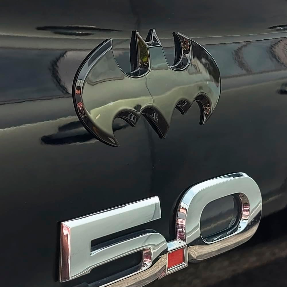 Fan Emblems Batman Car Emblem - 1989 Batwing Batarang Symbol 3D Auto Badge - Color: Black Chrome - Size: 3.8 X 1.8 X 0.2 Inches - Officially Licensed DC Car Accessories