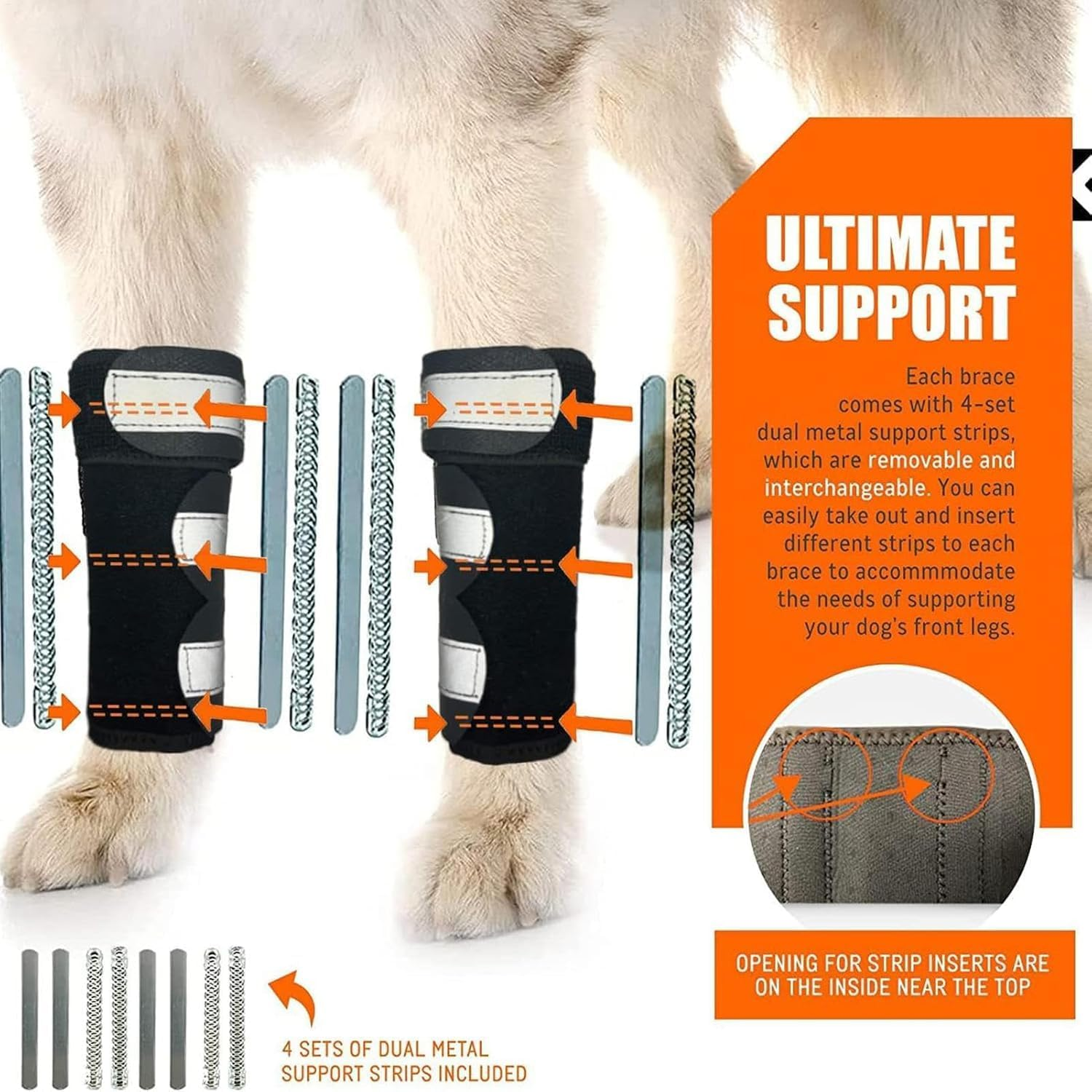 Crovakeu 2PCS Dog Wrist Brace Front Leg - Adjustable Compression Wrap for Injury Recovery & Sprains, 16X14X5 Inch Protective Foreleg Sleeve Support for Small to Medium Dogs image number 3
