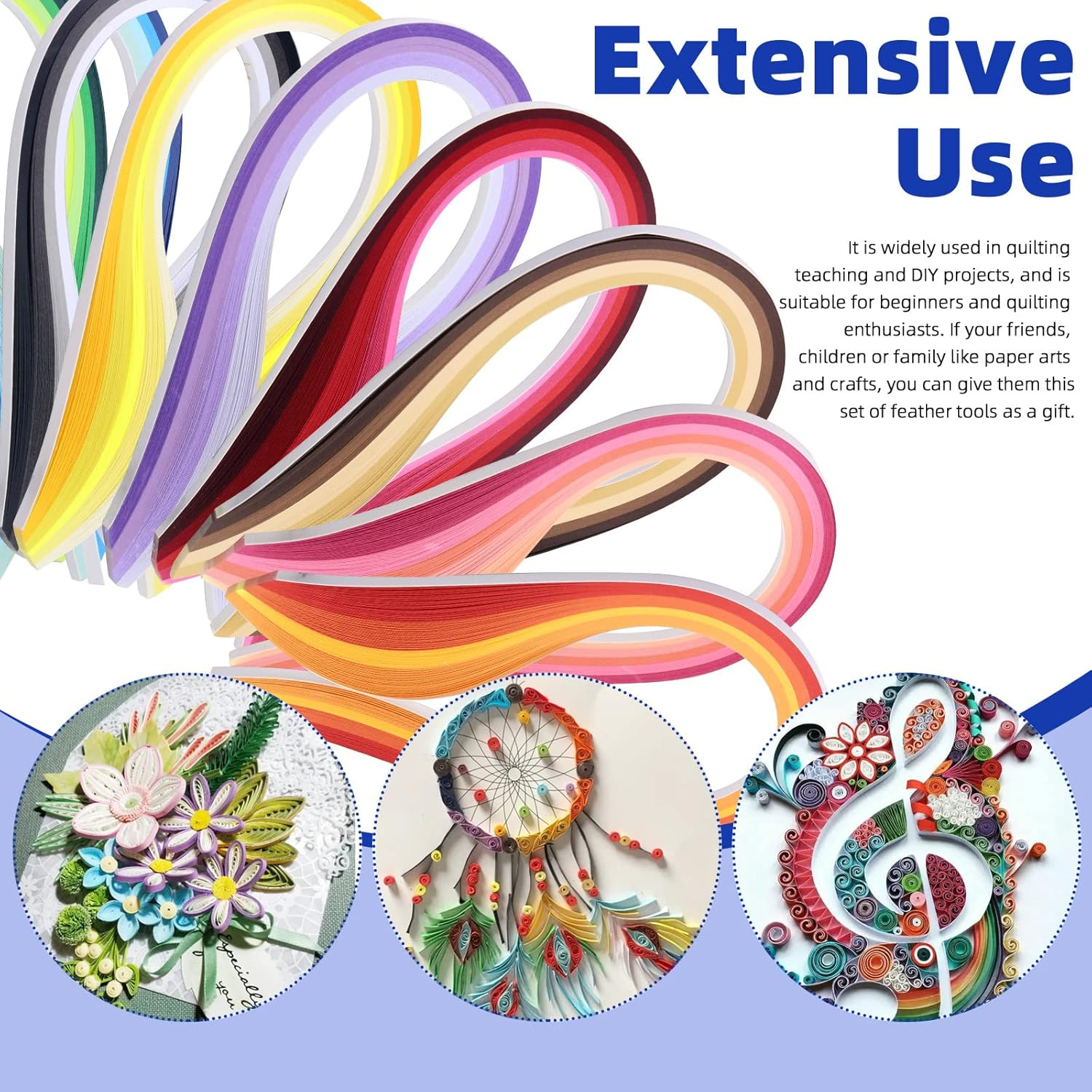 Glarks 916Pcs Paper Quilling Tools Kit, 900Pcs 5Mm 45 Colors Strips with Slotted Pen Curling Coach Tweezers Awl Shaping Tool Pearl Pin Bump Styler Mold Coordinate Setting Flower Pattern Board Set image number 3