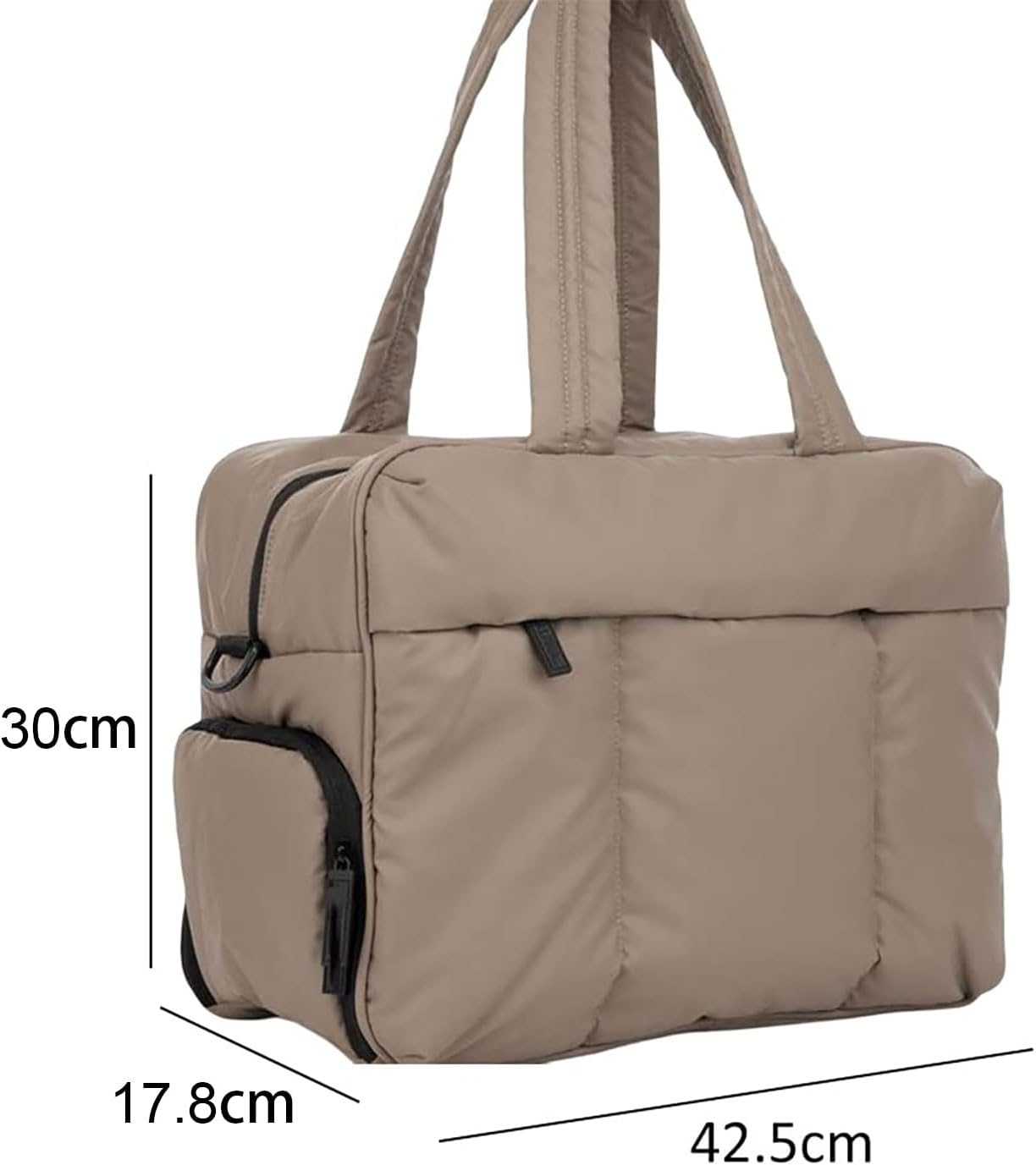 Zolyet Travel Duffel Bag Overnight Bags for Women Puffer Gym Tote Bag Carry on Duffel Bag Week Bag with Shoe Compartment Camel