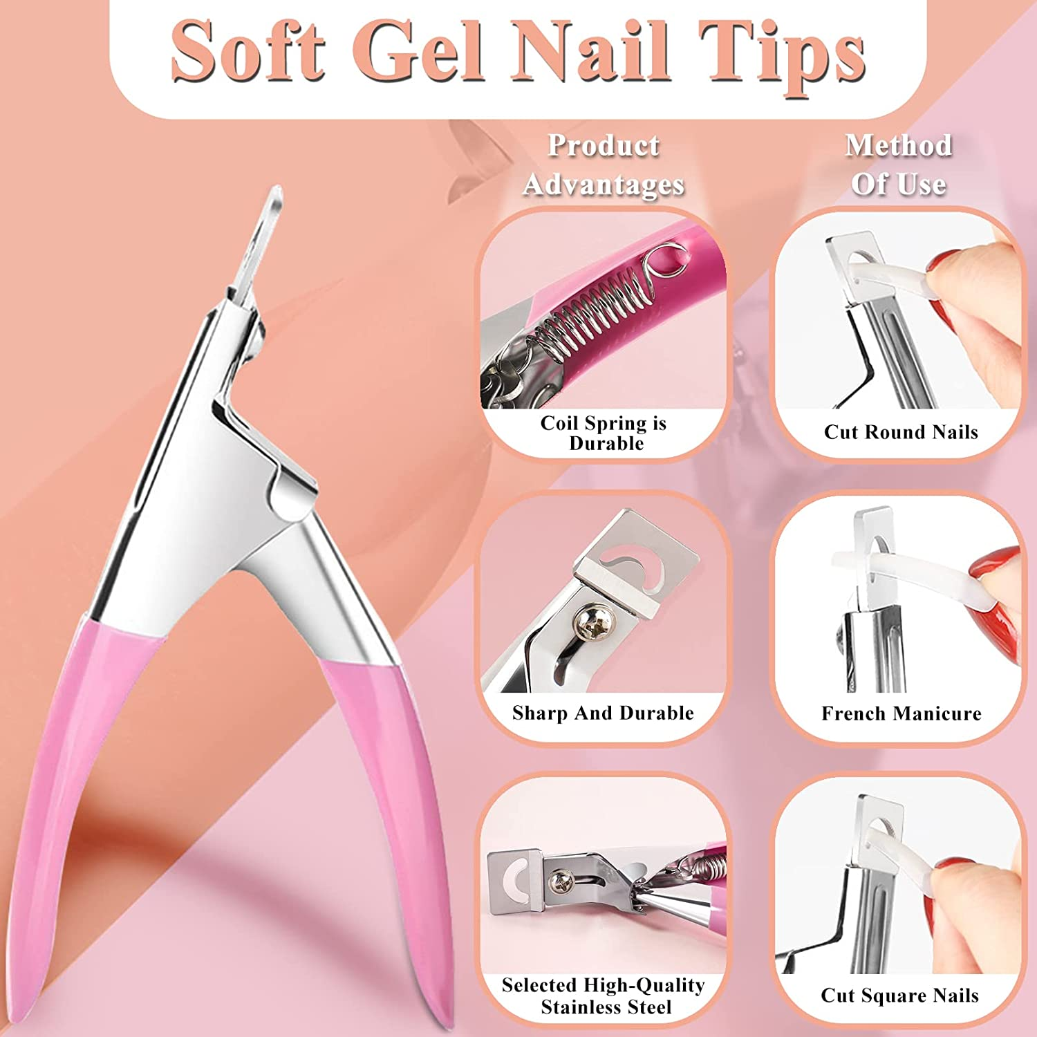 Meschett Acrylic Nail Kit - 500 Pcs Transparent Fake Nails in 10 Different Sizes with LED Nail Lights, Nail Clippers,Nail Glue, Gel Nail Polish Kit with Uv Light and Nail Glue for Nail Art DIY image number 3