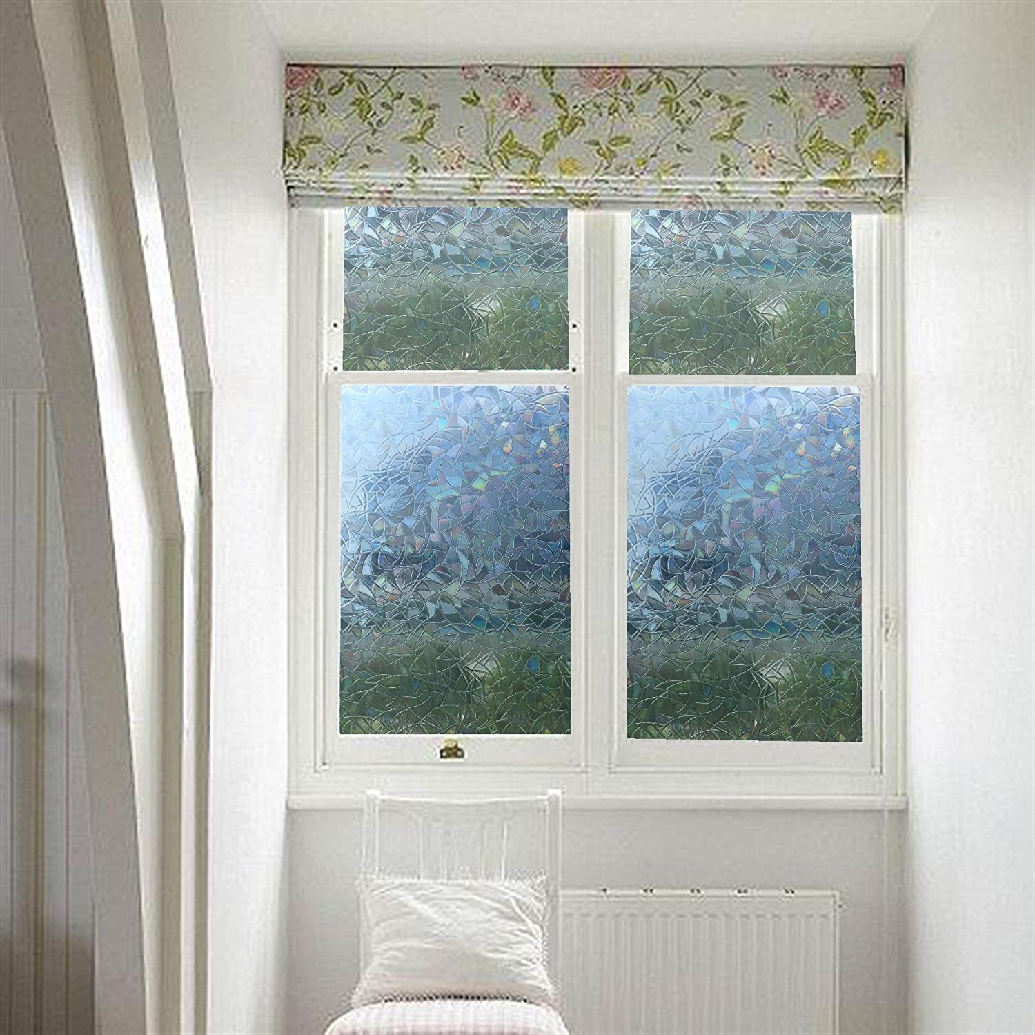 Arthome Blinds Frosted Privacy Window Film Static Cling Glass Window Sticker No Glue Sun Blocking Anti-Uv Window Tint Vinyl for Living Room Home Office Decor Striped Pattern 60X254Cm