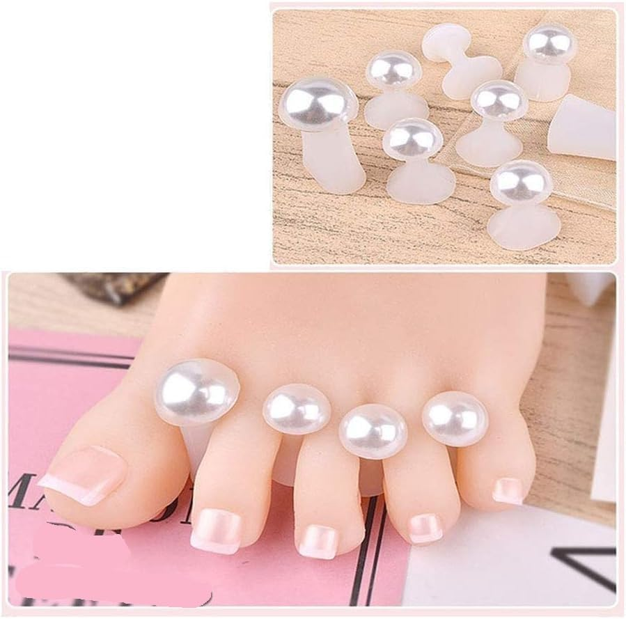 8Pcs Soft Silicone Toe Separator,Reusable Charming Pearls Pedicure Toe Dividers Toenail Manicure Dividers for Nail Polish Application (Pearls, One Size) image number 3