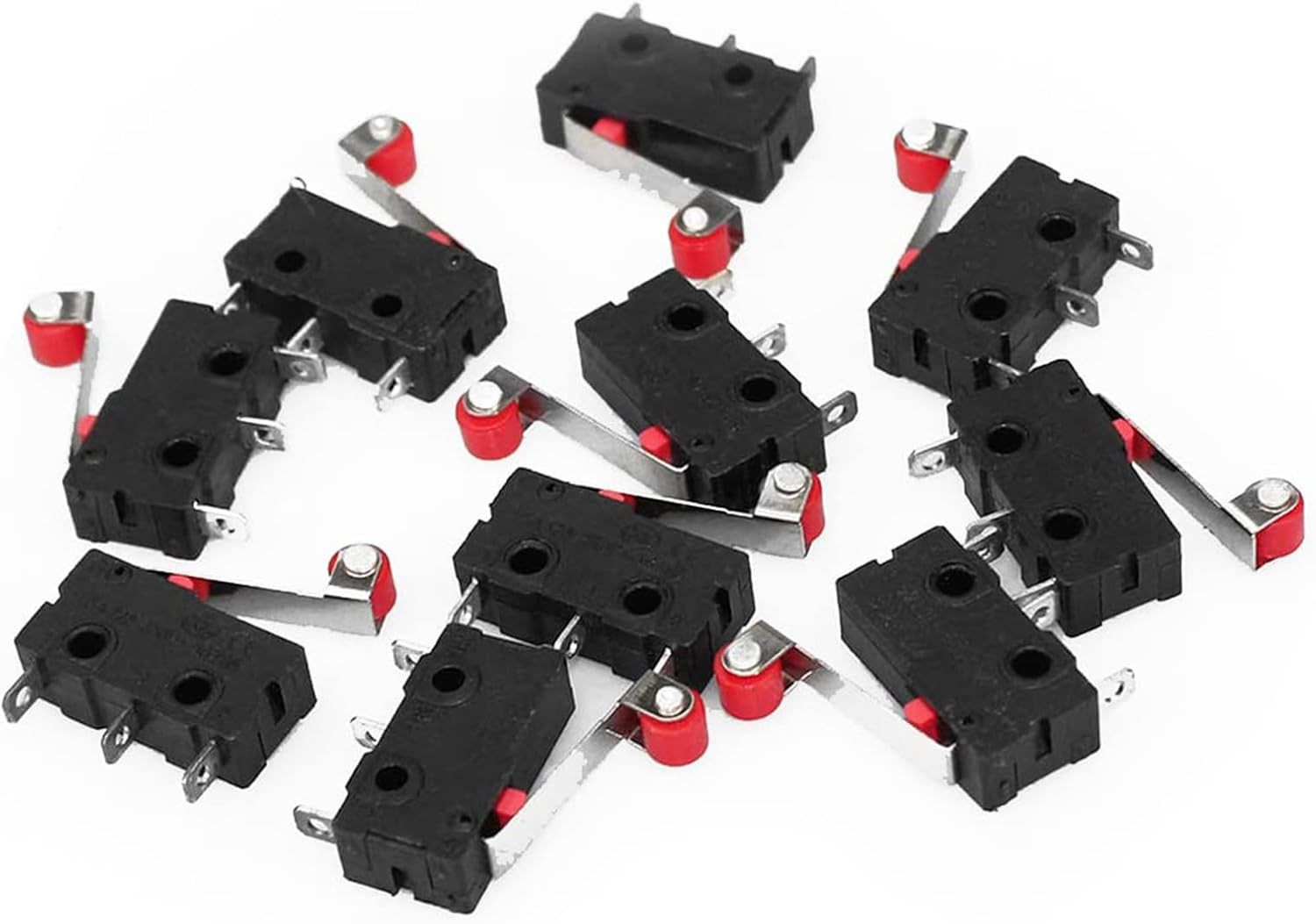 DIGISHUO 10Pcs Micro Limit Switch KW12-3 AC 250V 5A SPDT 1NO 1NC Micro Switch Normally Open Close Limit Switch with Roller Lever Arm Black (10Pcs KW12-3) image number 2