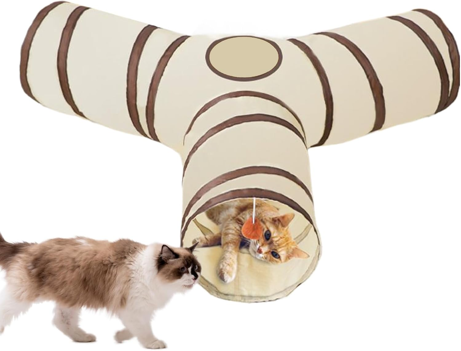 SVCEQZE Large Cat Tunnel - 3-Way Tunnels for Indoor Cats - Foldable Nest Interactive Toys for Kitten Puppy Indoor Exercise Enrichment Boredom Small Animal Rabbit Play Sleeping image number 4
