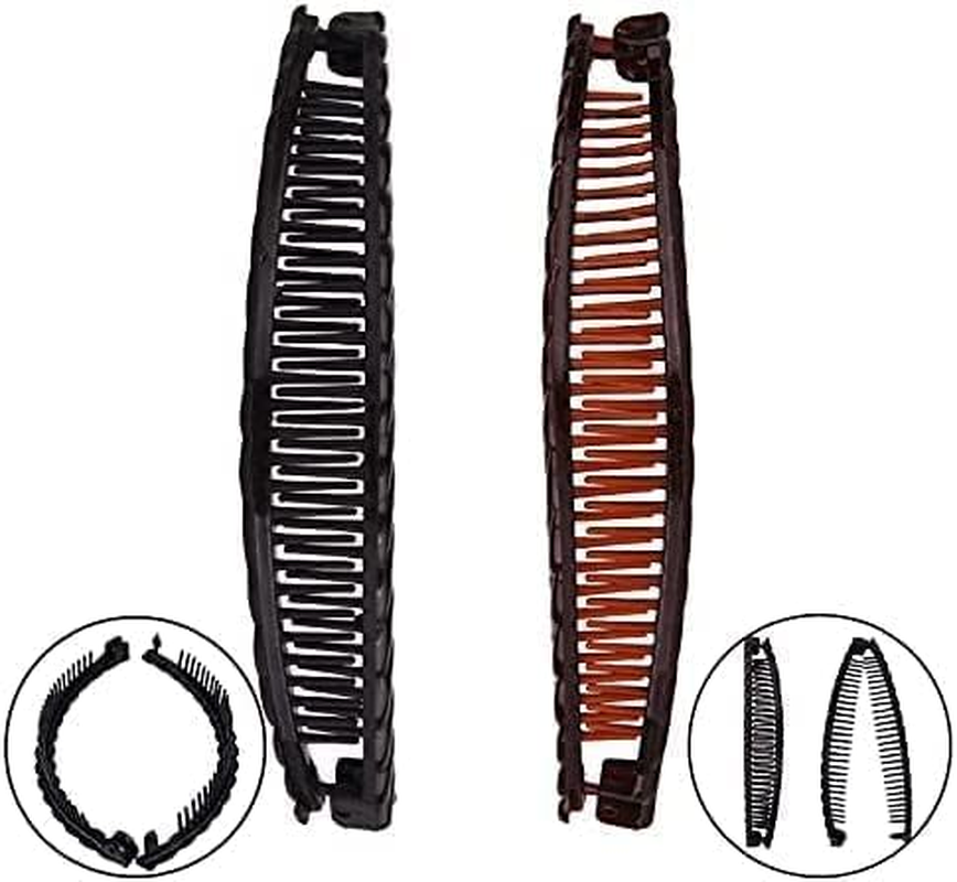 3Pcs Two Black and One Brown Tort Banana Clips Fish Clips Vintage Clincher Combs Tool for Thick Curly Hair Accessories Long Hair Clips Banana Hair Comb Fish Grip Slide Hair Clips Claws Set for Women image number 1