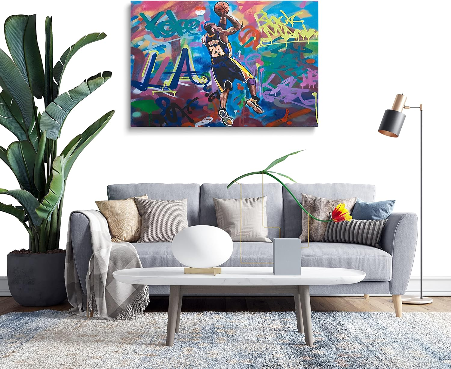 Canvas Wall Art Prints for Kobe Bryant Forever Mamba La 24 Basketball Player Poster Graffiti Picture Artwork Colorful Painting Sports Star Wall Decor - 12X18 Inch image number 4