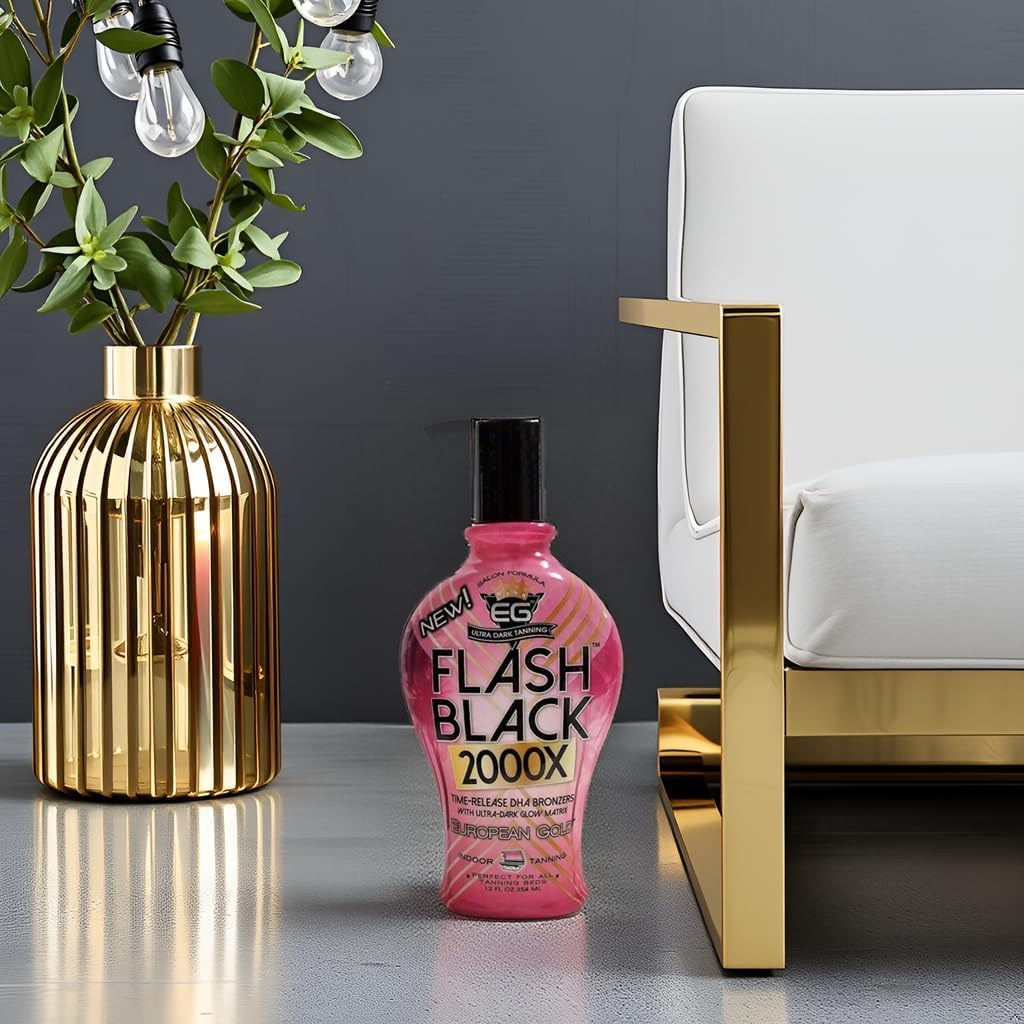 European Gold Flash Black 2000X Indoor Tanning Lotion with Time-Release DHA Bronzers, 350Ml image number 2