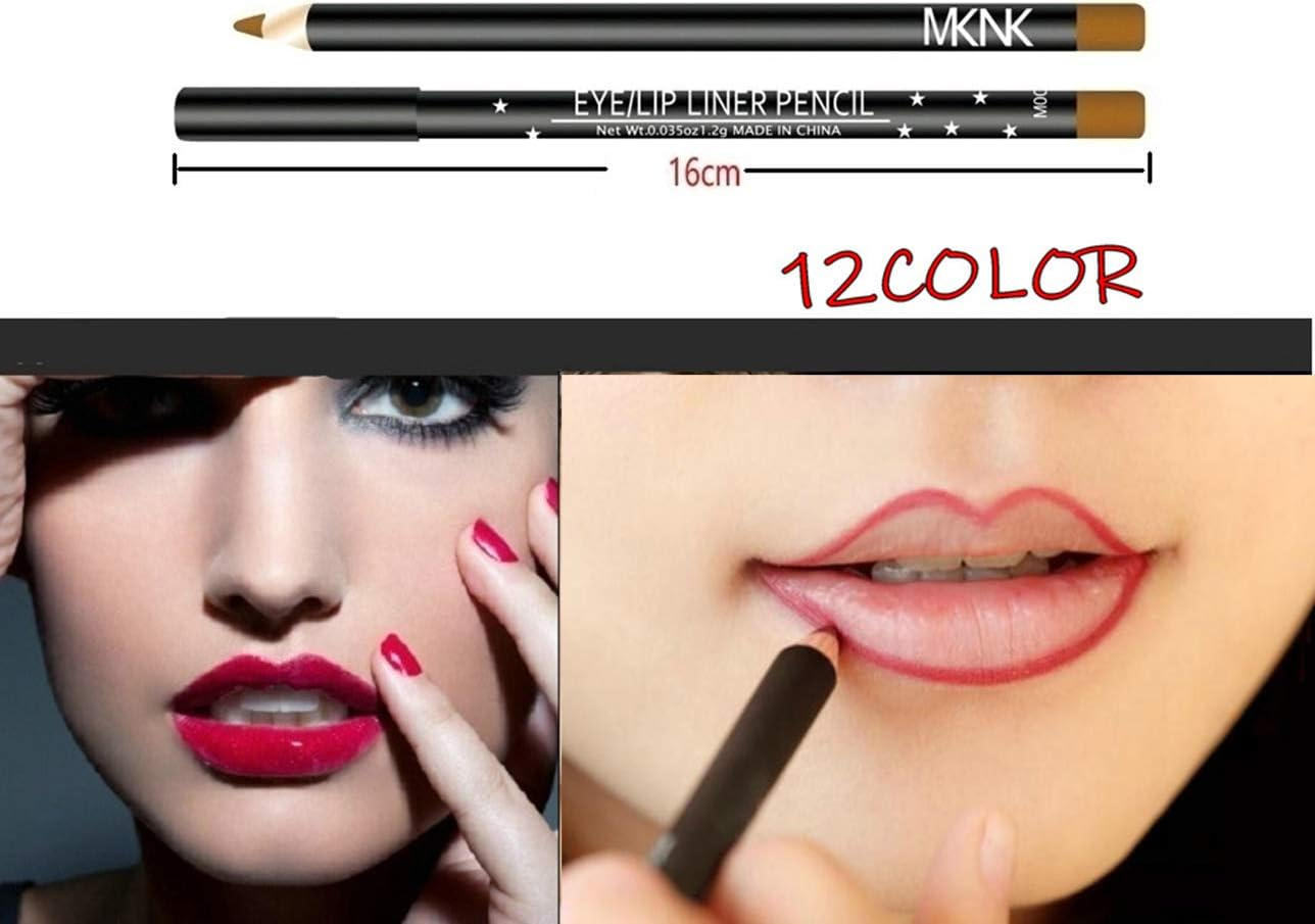 12Pc Ultra Fine Lip Liner Set of 12 Color Waterproof Long Lasting Matte Lip Liner Pencil image number 5