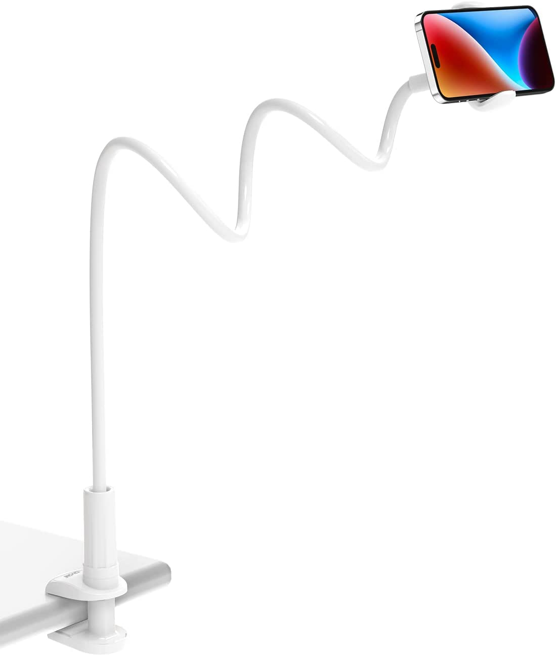 Gooseneck Phone Holder Stand for Bed: Tryone Flexible Arm Adjustable Cell Phones Mount Clamp on Desk Compatible with Iphone 12 Pro 12 11 Pro Xs 8 7 6 | Samsung S21 or Other 4"-7" Devices image number 5