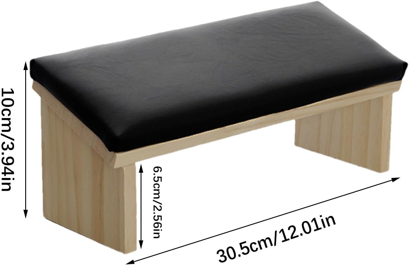 Generic Inclined Armrest Cushion - Wooden PU Leather Armrest with Beveled Design for Nail Technicians | Comfortable Nail Polish Armrest | Sturdy Stand For, LUN image number 2