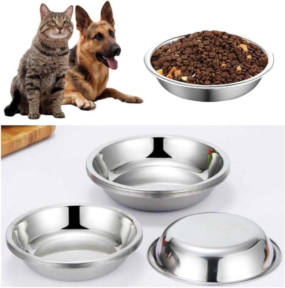 12Pcs Cat Bowls, Ai-Oumleef Cat Food Bowl,Stainless Steel Cat Bowls, Replacement Basic Cat Plates for Elevated Stand, Shallow Wide Flat Food Bowls Stainless Steel,For Small Dogs and Cats image number 1