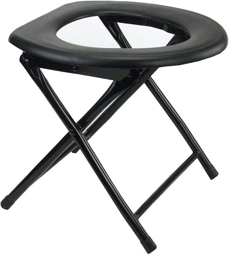 Portable Outdoor Folding Commode Toilet Seat, Stainless Steel Portable Potty Commode Chair, Perfect for Camping, Traveling, Hiking, Fishing, Outdoor Living (Gray)