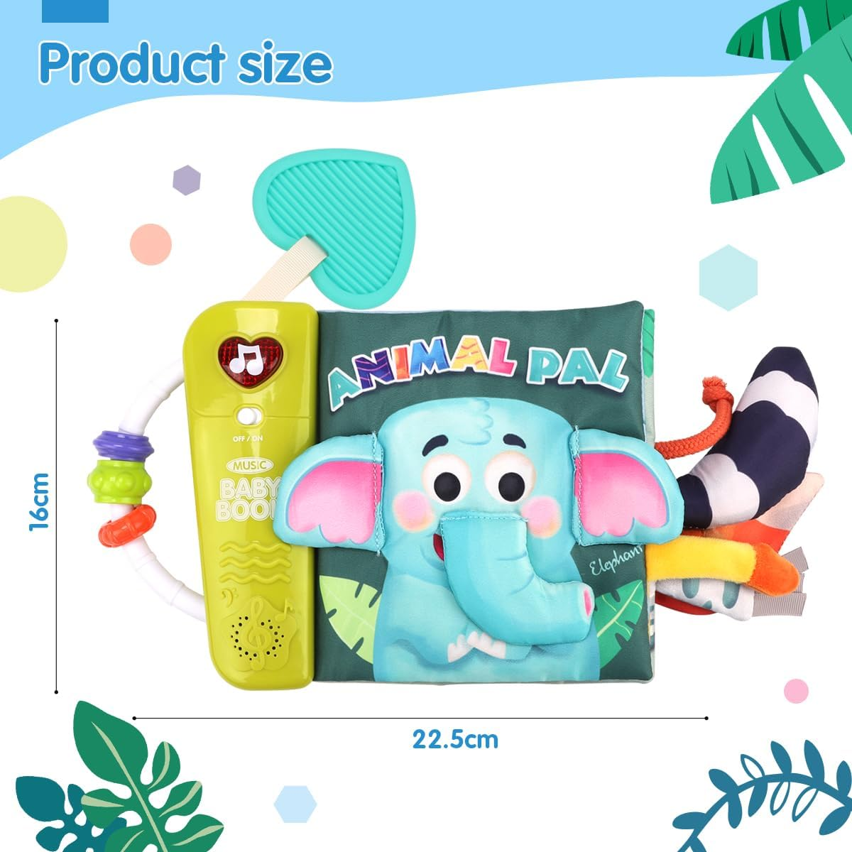 REMOKING Baby Books 0-3-6-12 Months,3D Touch and Feel Crinkle Cloth Book for Baby Infant, Sensory Toys Tummy Time Books W/Music,Mirror,Teether,Colorful Beads,Baby Shower Gifts,Stroller Travel Toys image number 2
