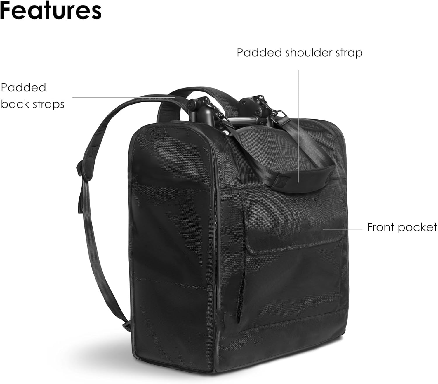 Bestbless Stroller Storage Backpack, Stroller Storage Bag Black, Protects Stroller during Travel, Folds for Easy Storage, Fits YOYO and YOYO Connect image number 6