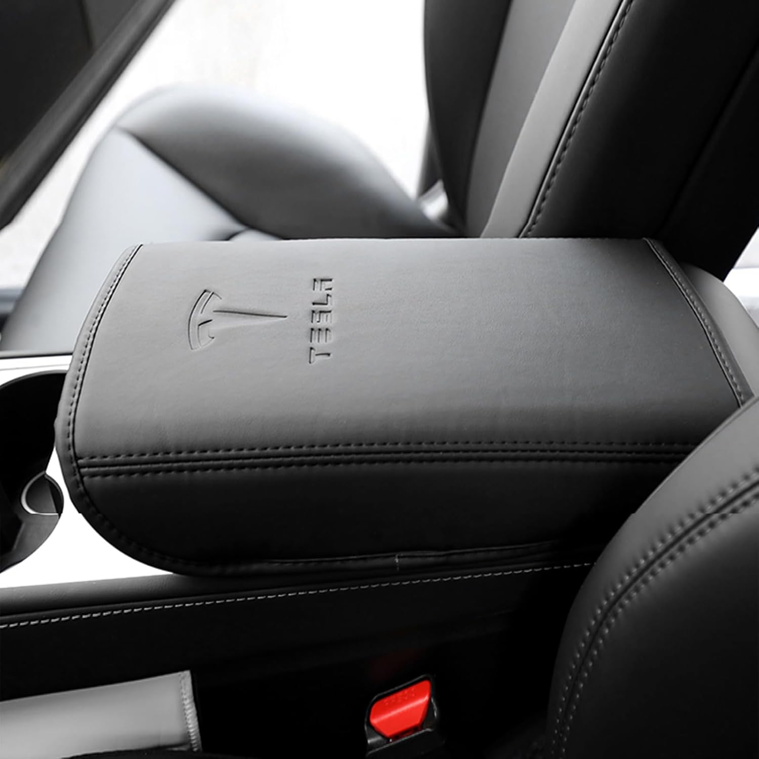 Armrest Cover for Tesla Model Y 2025-2020 and Model 3 2023-2017 Central Control Leather Arm Rest Cushion Pad Protection Car Interior Accessory for Tesla Model Y/3 image number 1