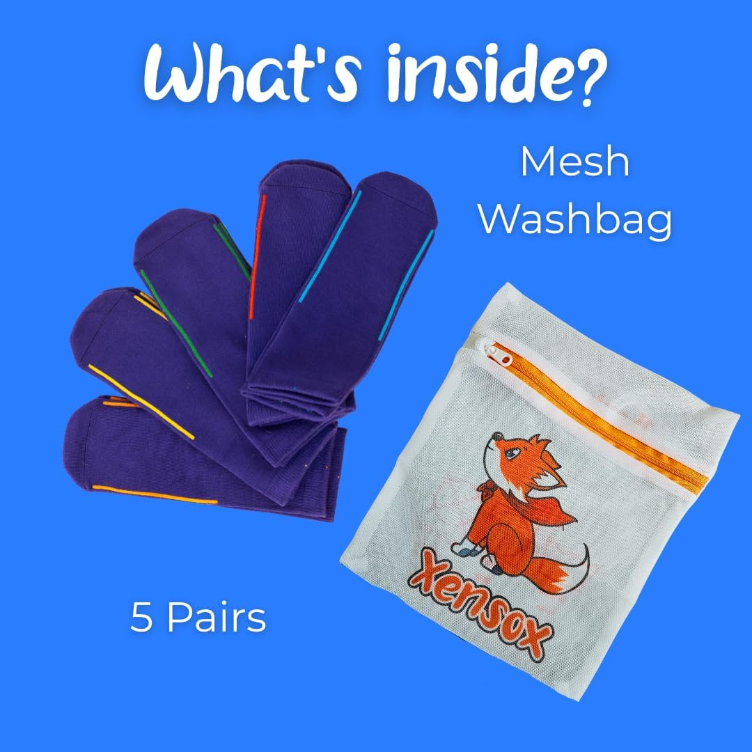 Easy-On Socks &ndash; Bamboo, Seamless Feel (Pack of 5) for Kids with Guiding Line