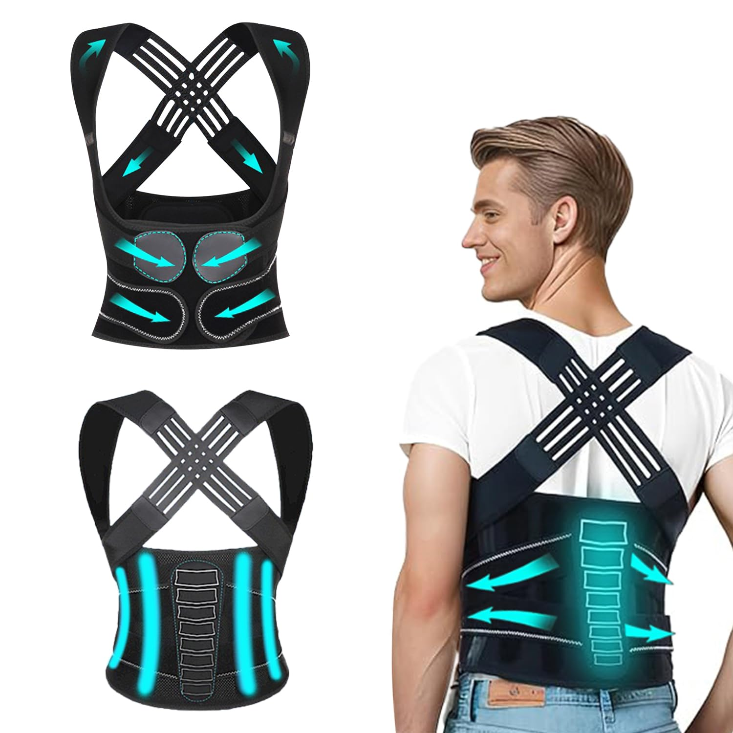 Back Brace Posture Corrector for Women and Men with Spine Vertical Alignment System, Upper and Lower Back Pain Relief, Back Straighter Instant Posture Corrector, Upgraded and Reinforced Version, XL image number 1