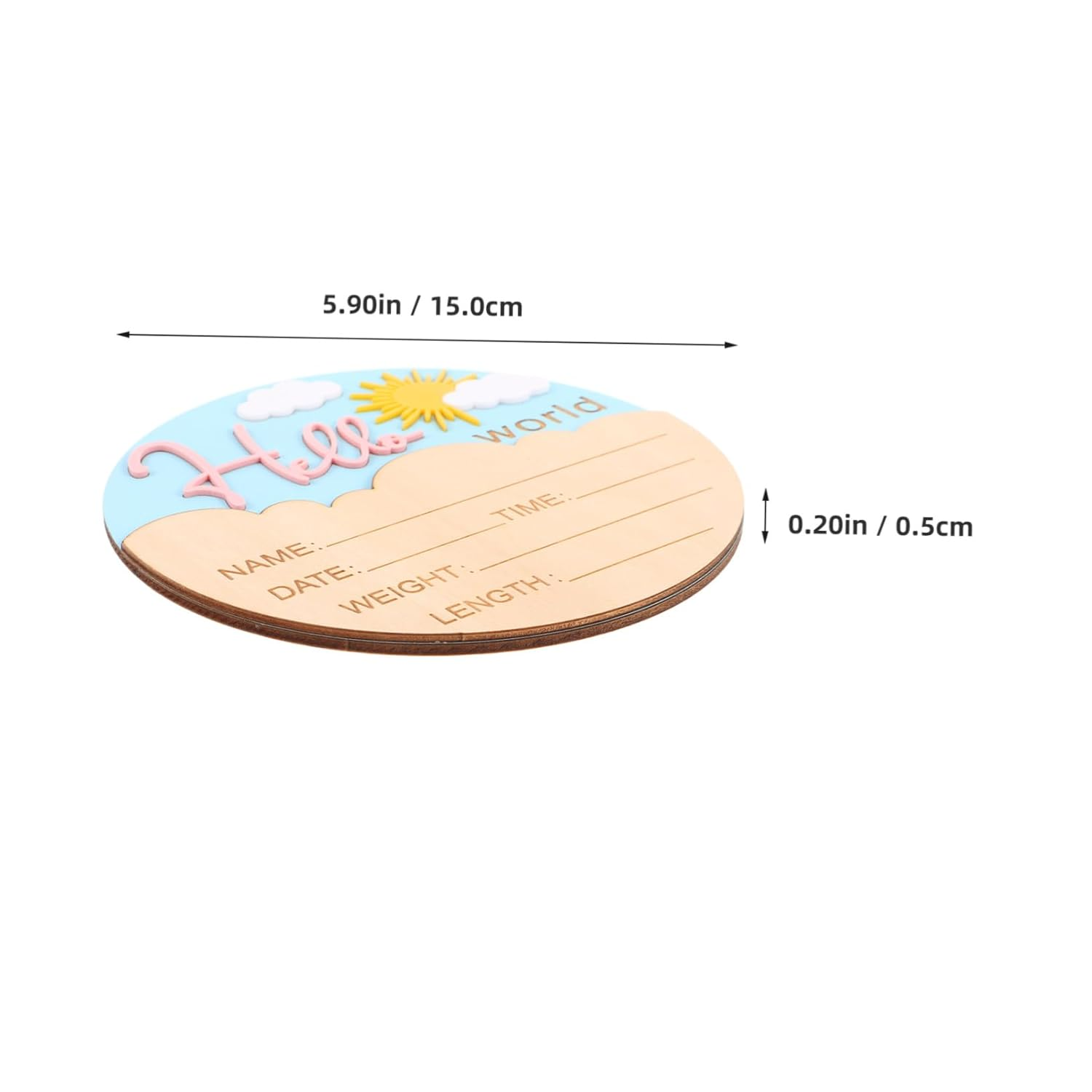 Vaguelly Newborn Name Announcement Sign round Wooden Welcome Board for Shower Hospital Nursery Durable Portable Unisex Photo Smooth Finish image number 1