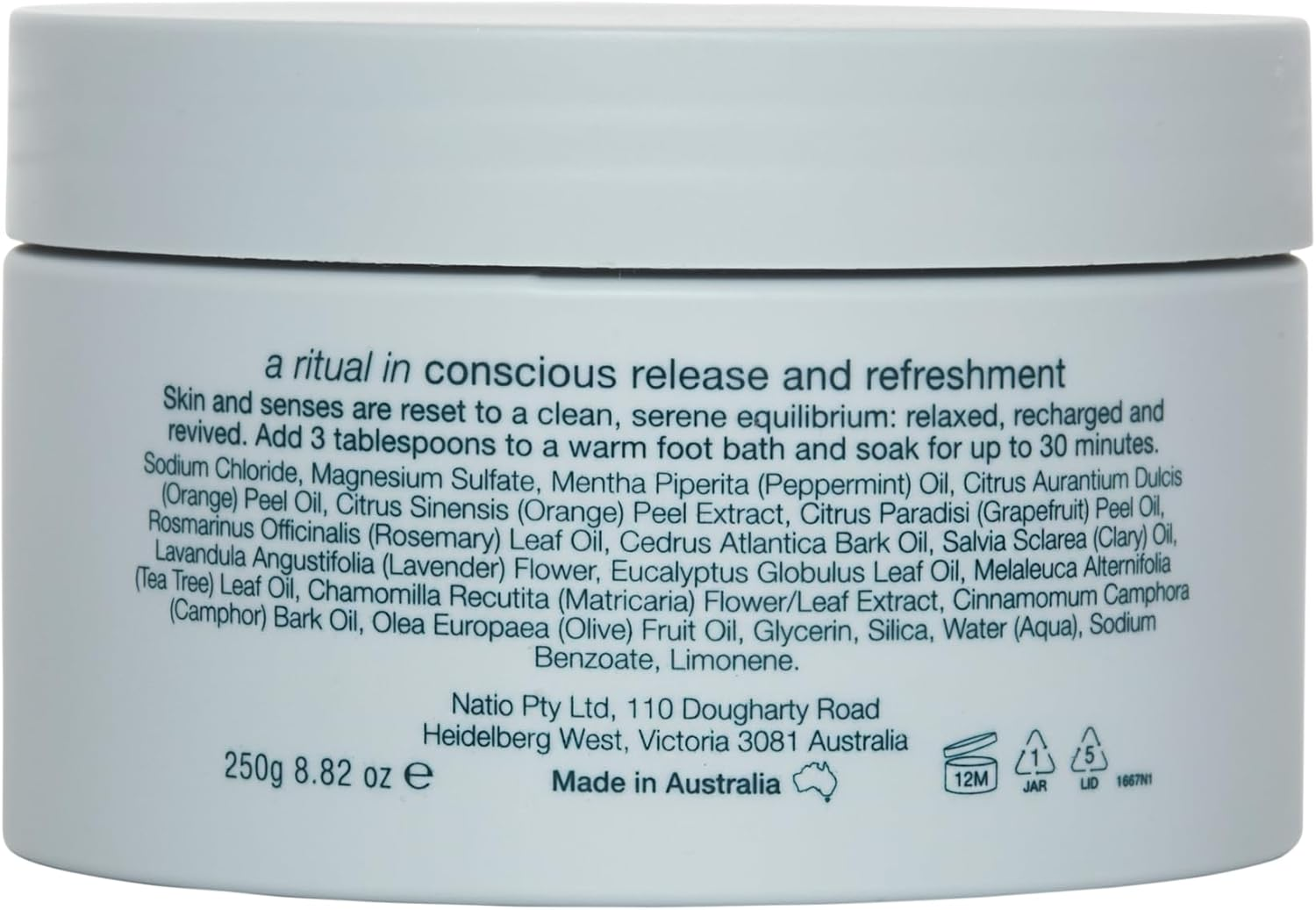 Natio Australia Utopia Sublime Renewal Foot Scrub - Pumice, Olive Oil, Coconut, Peppermint, Orange, Grapefruit & Rosemary - Vegan Friendly & Made in Australia