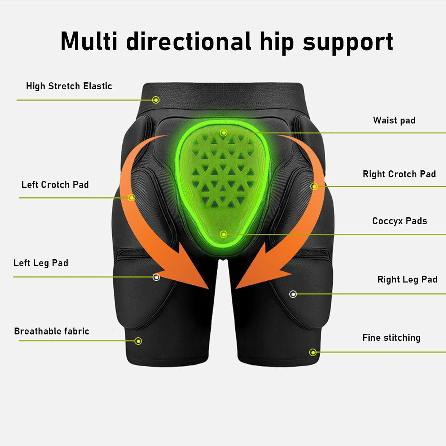 3D Protective Padded Shorts, Skiing Skating Tailbone Hip Butt Pad, Impact Crash Pants Shorts for Ice Figure Roller Skating Skateboarding Skiing Snowboarding, for Women Men image number 1