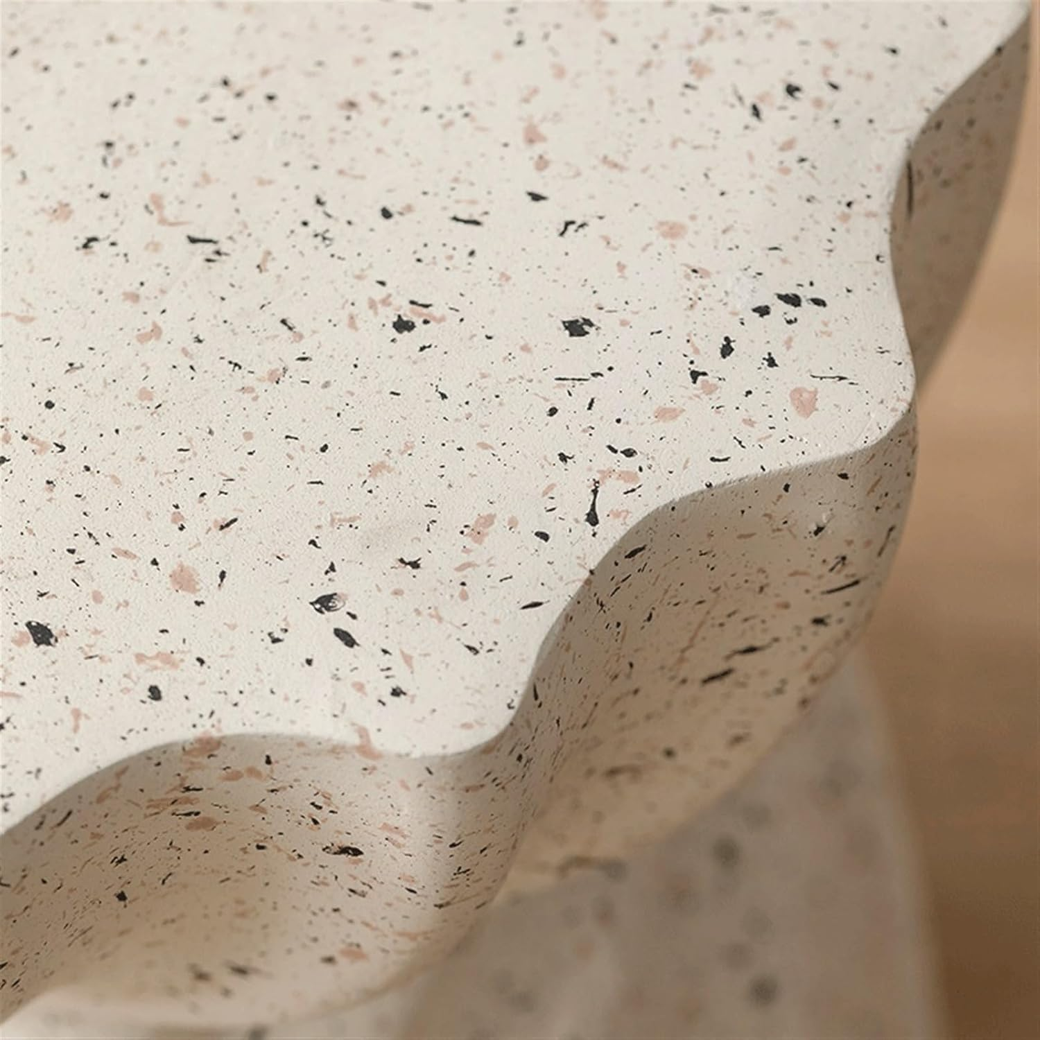 BRMM MIA Modern Decorative Garden Side Table Heavy Duty Patio Sturdy Faux Terrazzo Garden Side Table Planter Stand for Indoor Covered Outdoor, 17.75" H, White (Style 2) image number 3