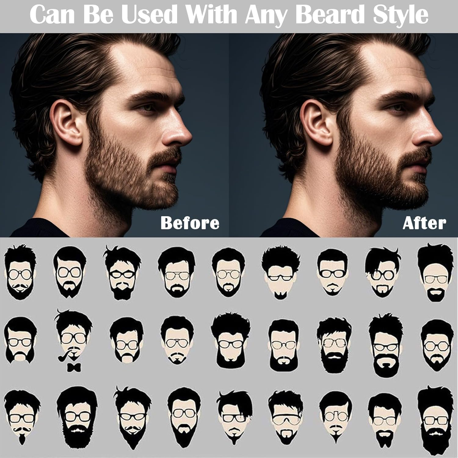 Wowled Beard Pencil Filler for Men, Barber Beard Tint Filling Beard Pen Kit Waterproof Sweatproof for All Hair Types Moustache Eyebrows (Black, #2 Dual-Tip Pen - Pack of 1 Set) image number 3