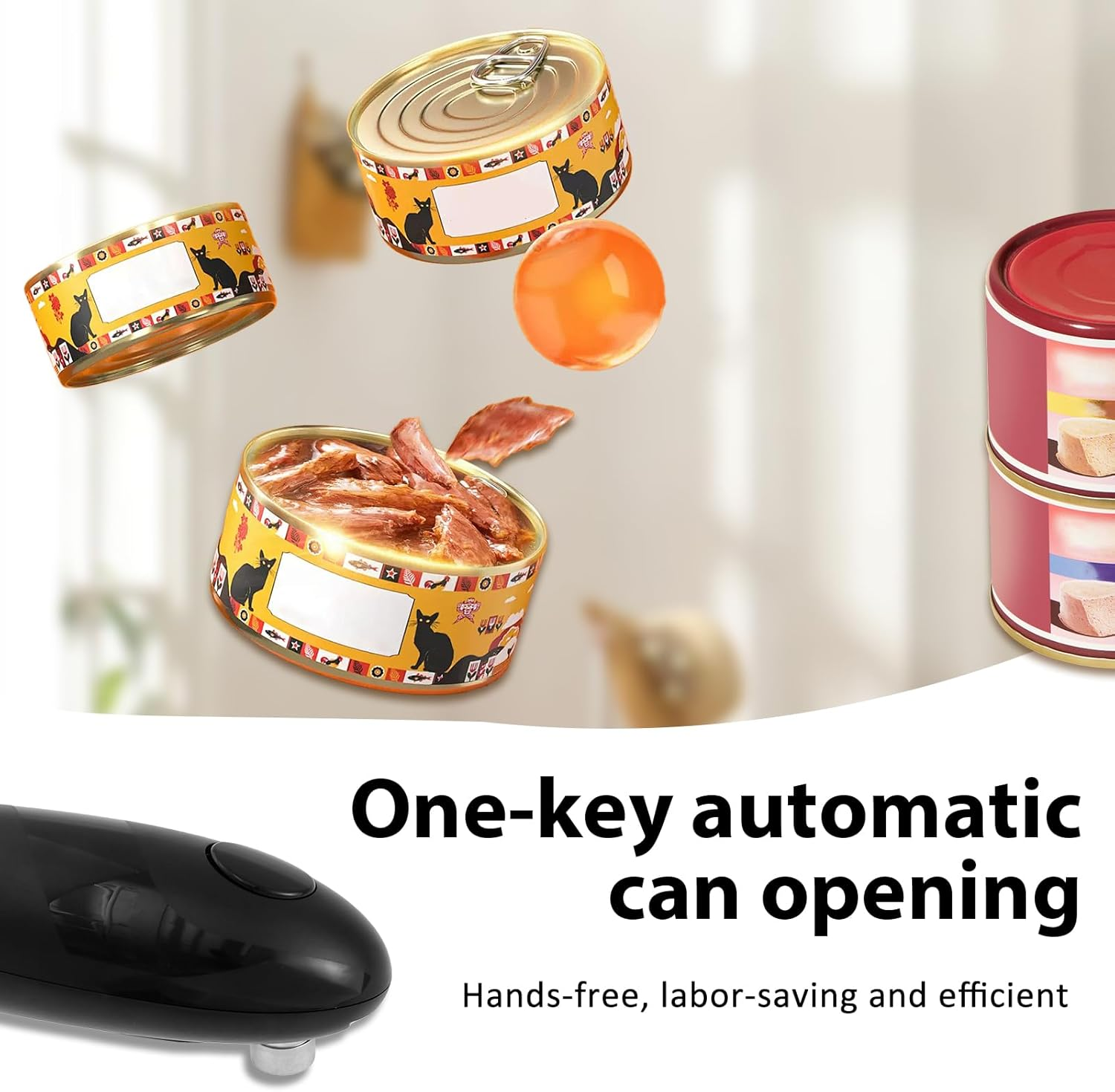 Electric Can Opener with Less Effort to Open Portable Automatic Electric Can Opener Battery Operated for Seniors Arthritis Patients and Chefs image number 3