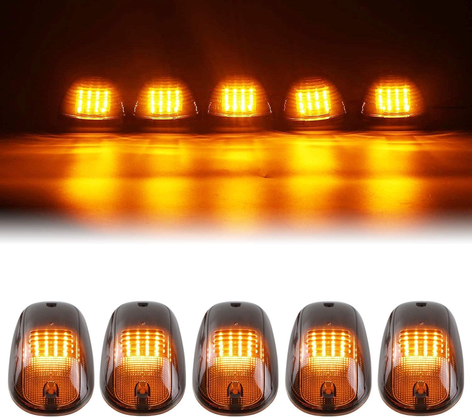 HOCOLO Amber LED Cab Marker Lights Roof Top Running Clearance Lights for Truck SUV Pickup (Black Smoked Lens with T10 Amber Light) - Amber,Yellow image number 5