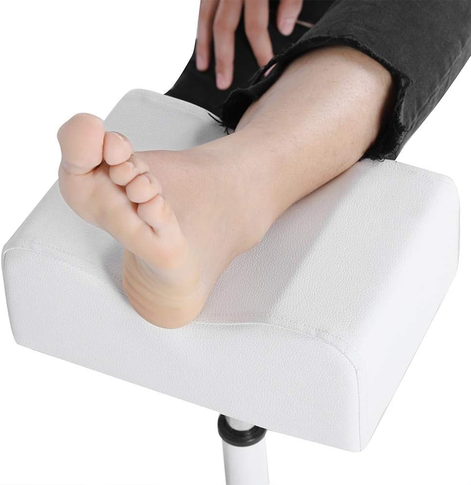 Stool Chair with Footrest,Adjustable Foot Care Pedicure Nail Stool,Pedicure Manicure Technician Nail Footrest Salon Spa Equipment(White) image number 1