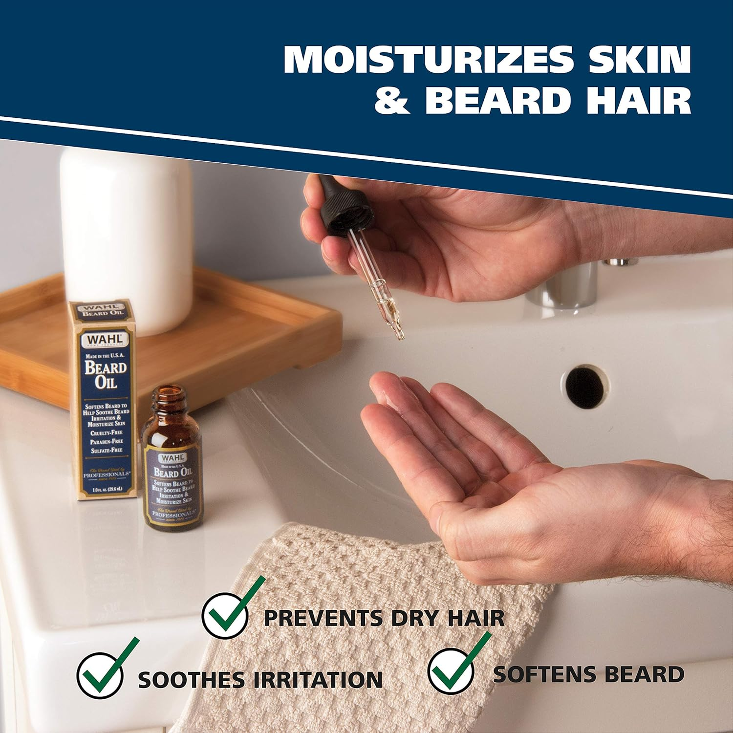 Wahl Beard Oil with Essential Oils for Moisturizing Skin & Beard Hair &ndash; Manuka Oil, Meadowfoam Seed Oil, Clove Oil, Moringa Oil &ndash; 1 Oz image number 5