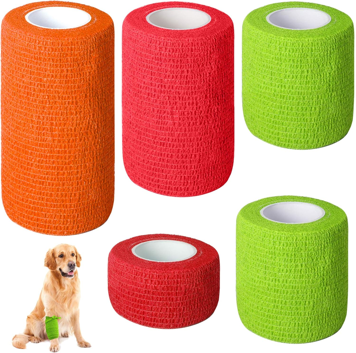 5 Rolls Pet Vet Wrap for Dogs Cats and Horse Self Adherent Bandage 2Inch No Woven Elastic Cohesive Tapes for Finger, Sports and Stretch Athletic image number 4