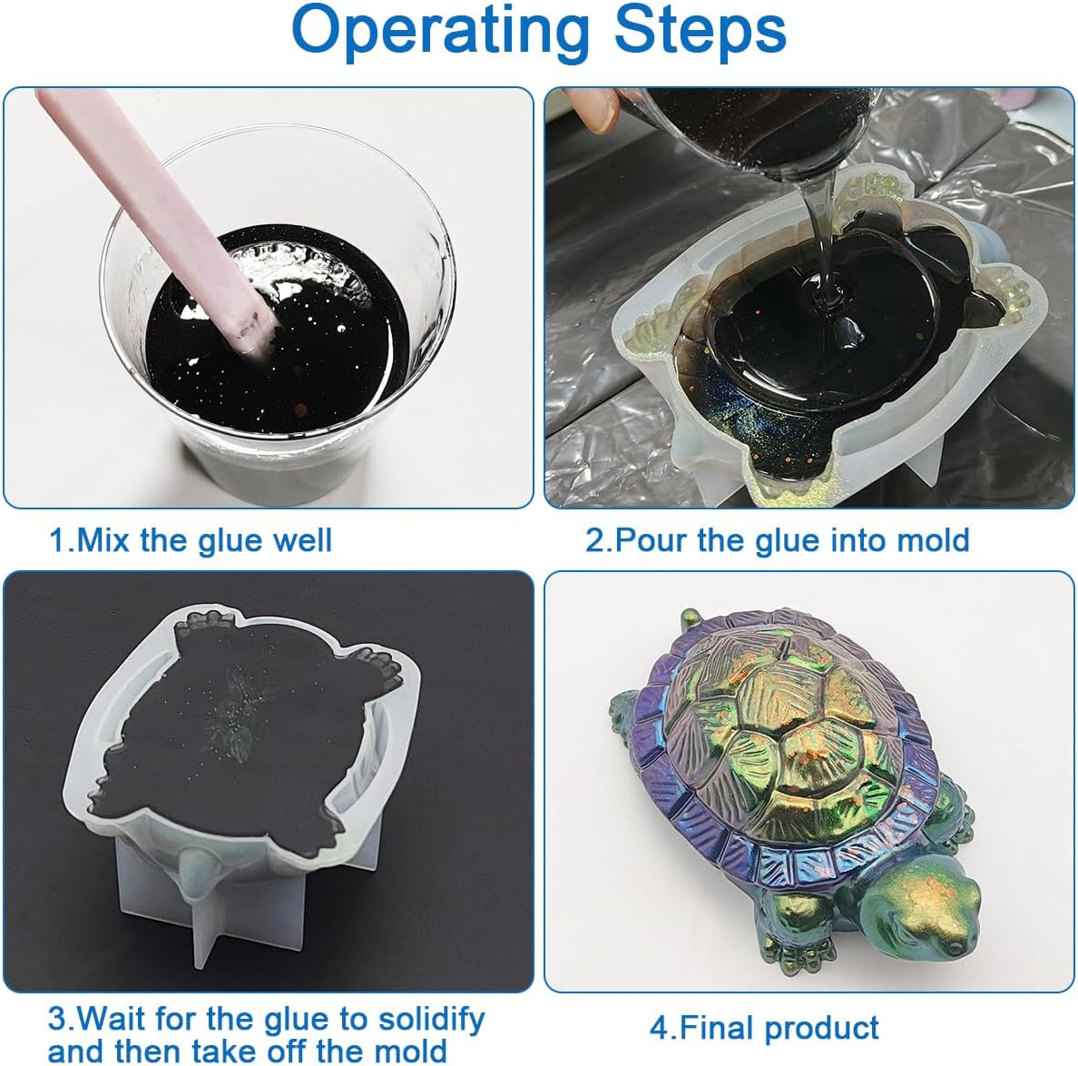 3D Sea Turtle Resin Molds, AFUNTA 2 PCS Animal Epoxy Resin Molds Tortoise Candle Mold, DIY Resin Ornament Molds for Resin Craft, Home Decor