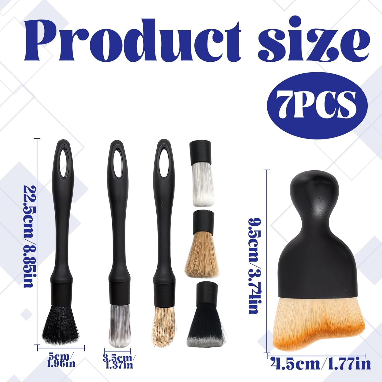 7 Pcs Car Detailing Kit, Car Cleaning Brush, Soft Bristles Car Interior Cleaner Brush, Premium Car Cleaning Kit, Cleaning Tools for Automotive Dashboard, Air Conditioner Vents, Rim Engine image number 4