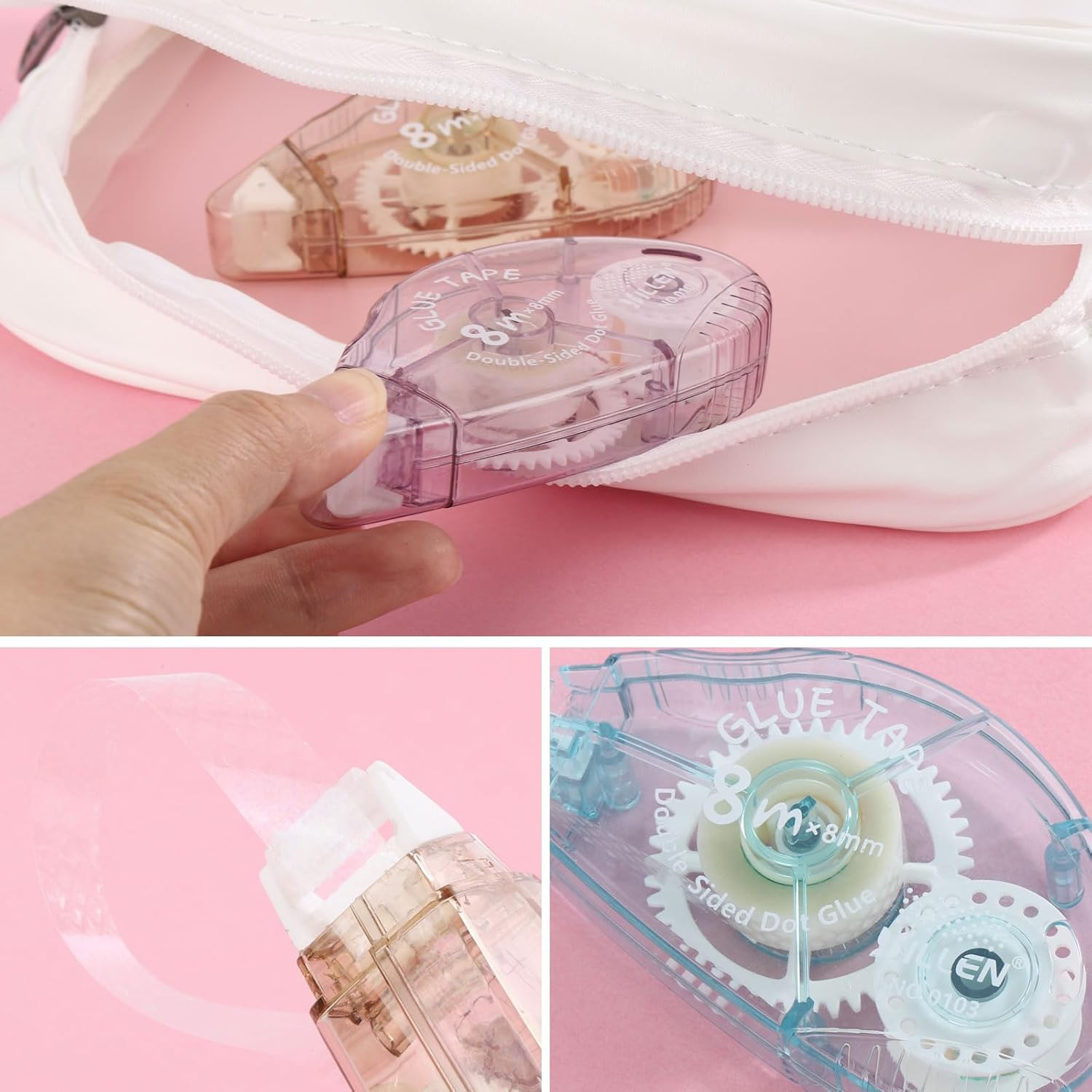 Acdesign Scrapbook Tape,8Pcs Double Sided Tape Roller for Crafts,Glue Tape for Scrapbooking Photo Tape School Office Journaling Supplies