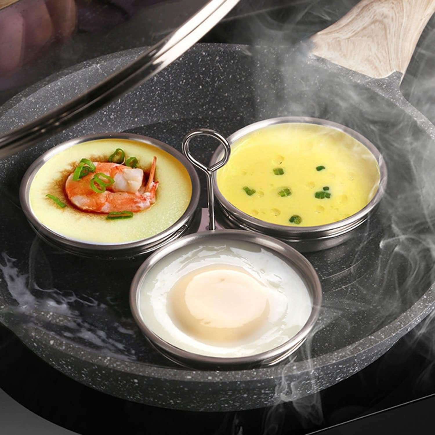 Stainless Steel Egg Poacher, Perfect Poached Egg Maker, round Egg Cooker Rings for Breakfast Cooking Tool 3 Poached Egg Cups image number 6