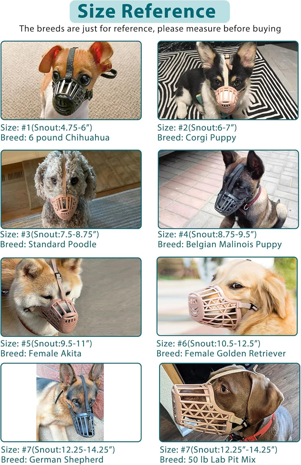 Basket Dog Muzzle for Large Medium Small Dogs, Cage Muzzles to Prevent Biting Chewing Licking Scavenging, Mouth Cover with Adjustable Strap for Vet Visits, Grooming, Walking (Size 2, Black) image number 6