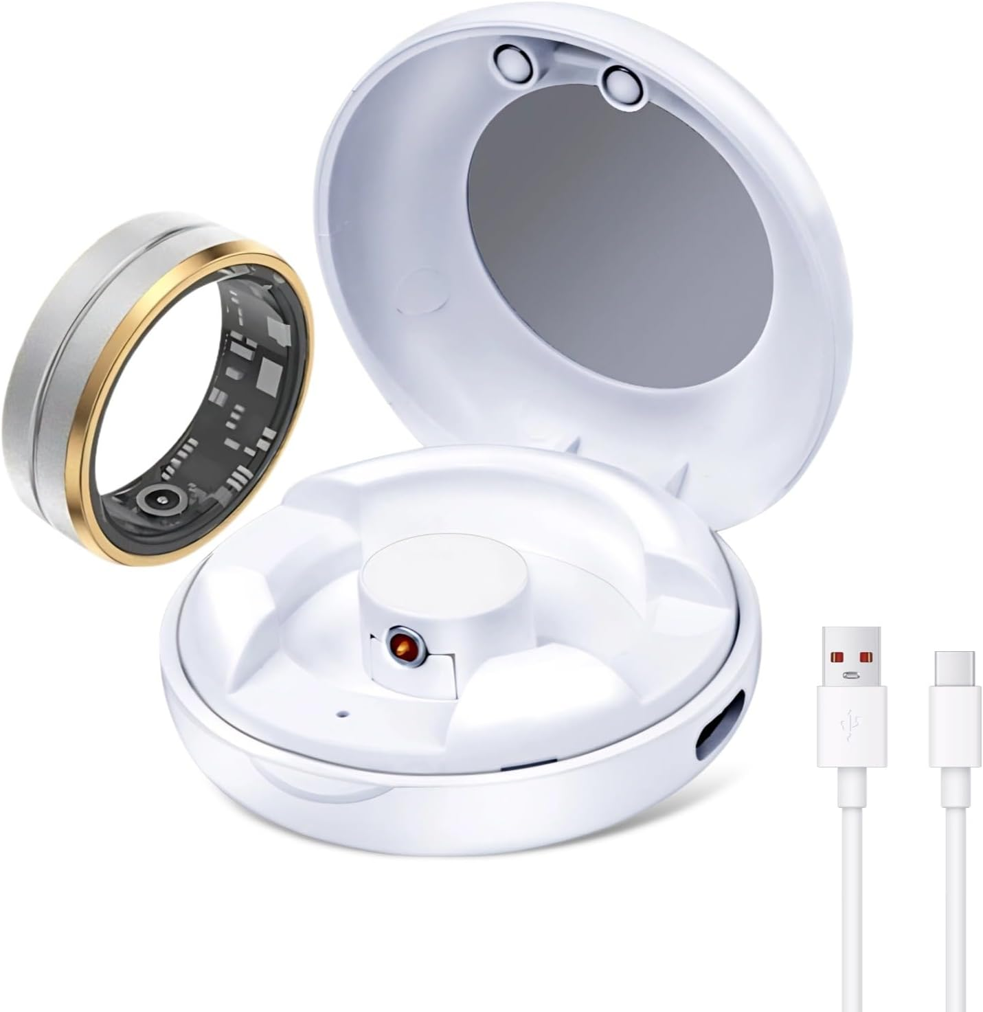 Smart Ring Charging Case, Magnetic Charging Compartment, Compact Box, Portable Charger for Colmi R02 R06 R11M R8 Fitness Ring with Magnetic Charging Port image number 1