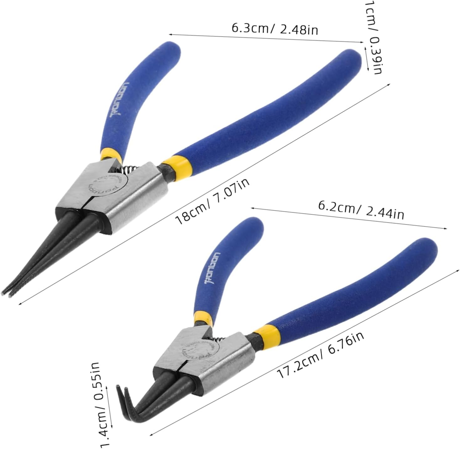 TEHAUX 2Pcs Circlip Pliers Internal External Retaining Ring Pliers Bent Nose Quick Installation and Removal for Mechanical Automotive Maintenance image number 5
