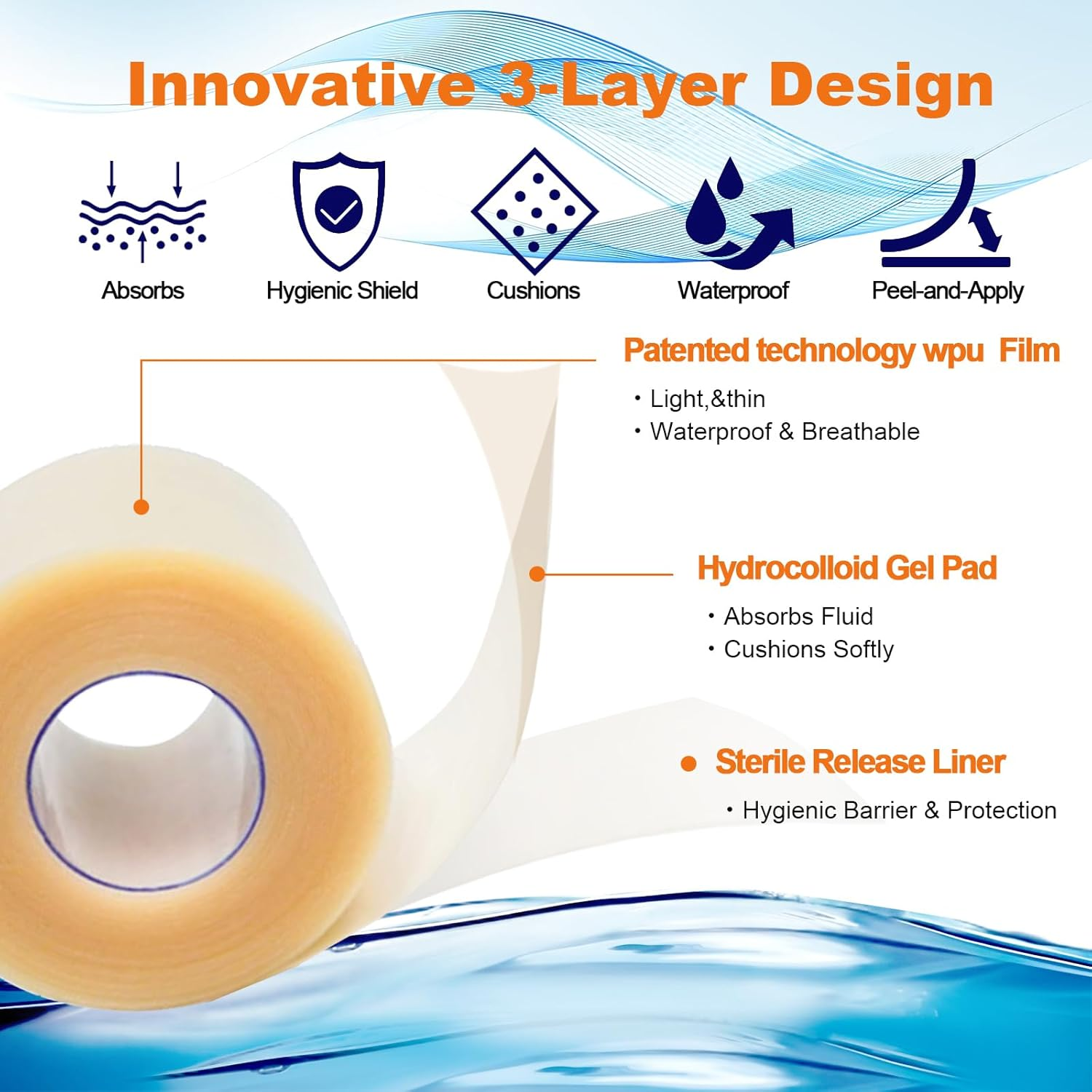 Hydrocolloid Roll 5X500Cm - Breathable, Self-Adhesive Wound Care Patches and Tape for DIY Customization, Hydrocolloid Patches and Tape for Large Coverage image number 6