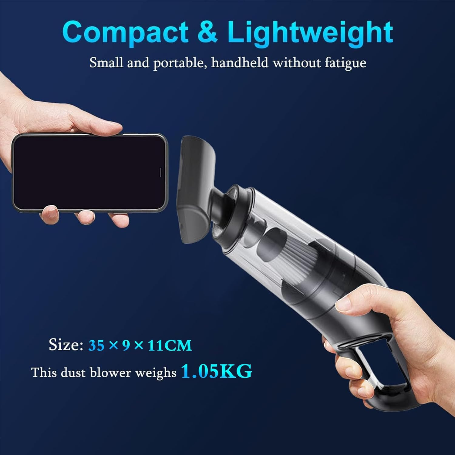 Handheld Portable Car Vacuum Cleaner, 10000Pa Vacuum Cleaner, 120W High Power Hand Held Vacuum and Multi-Nozzles for Car, Home, Office, Pet image number 5