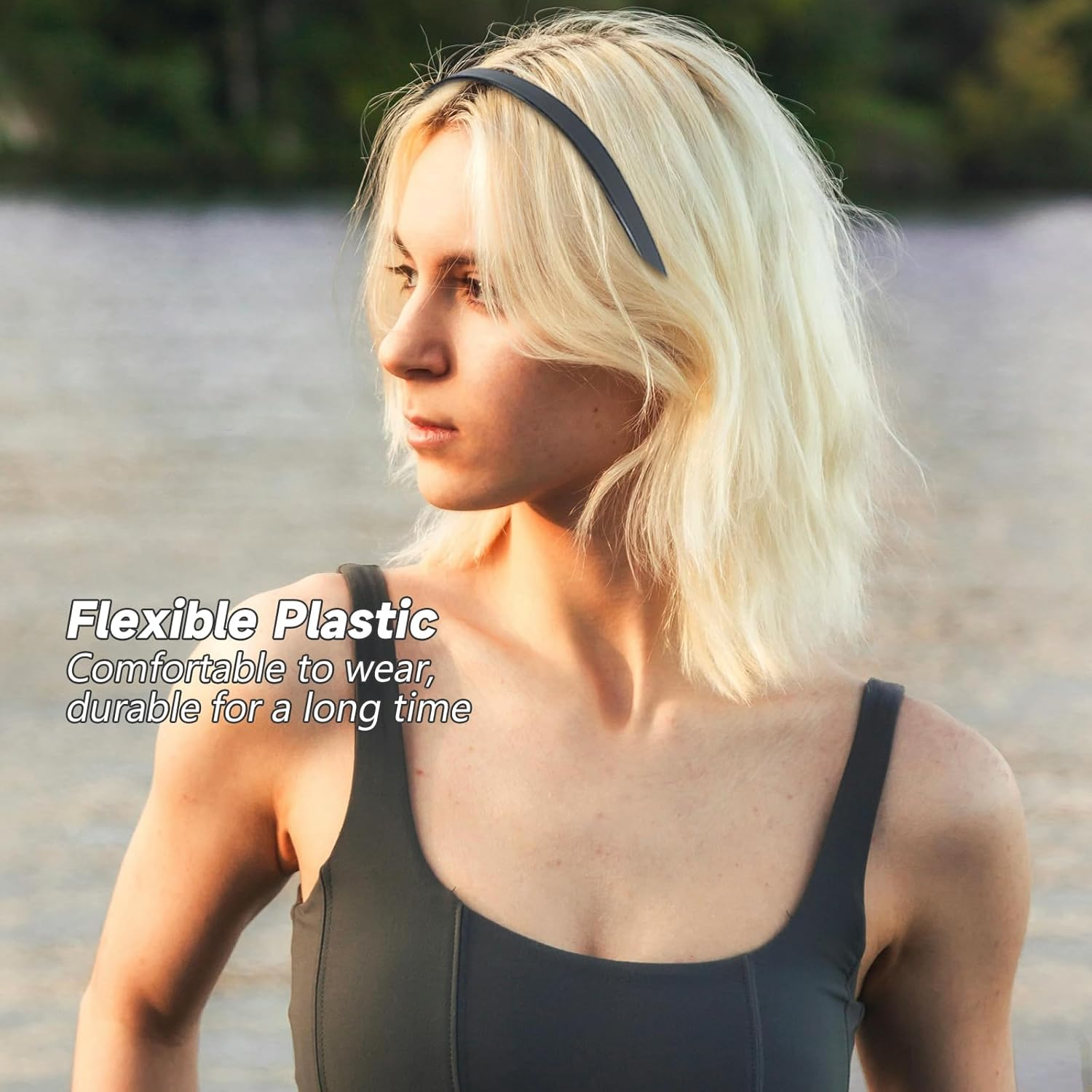 Hzqzaoan 5Pieces Plastic Thin Skinny Headbands，Plastic Headbands with Double Row Teeth, 12.5Cm, Black - Classic Black Headband and Versatile Hairband for Women and Girls Daily Use image number 4