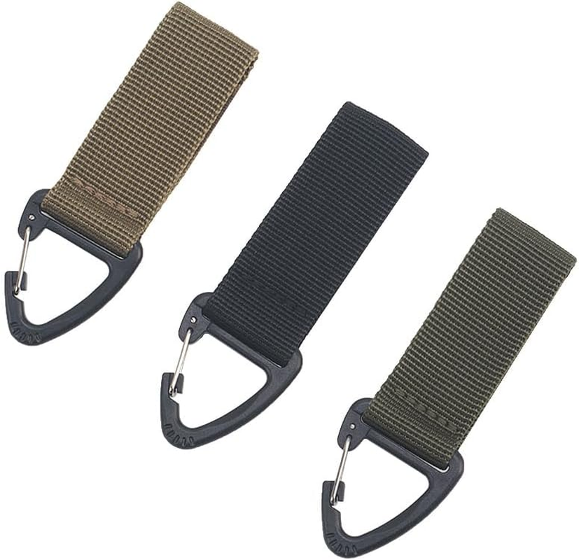 3Pcs Hanging Key Hook Clip Duty Belt Keeper with Tactical Holder Hooks Clamp Buckle Nylon Belt Clip Outdoor Buckle Strap Hunting Accessories Equipment