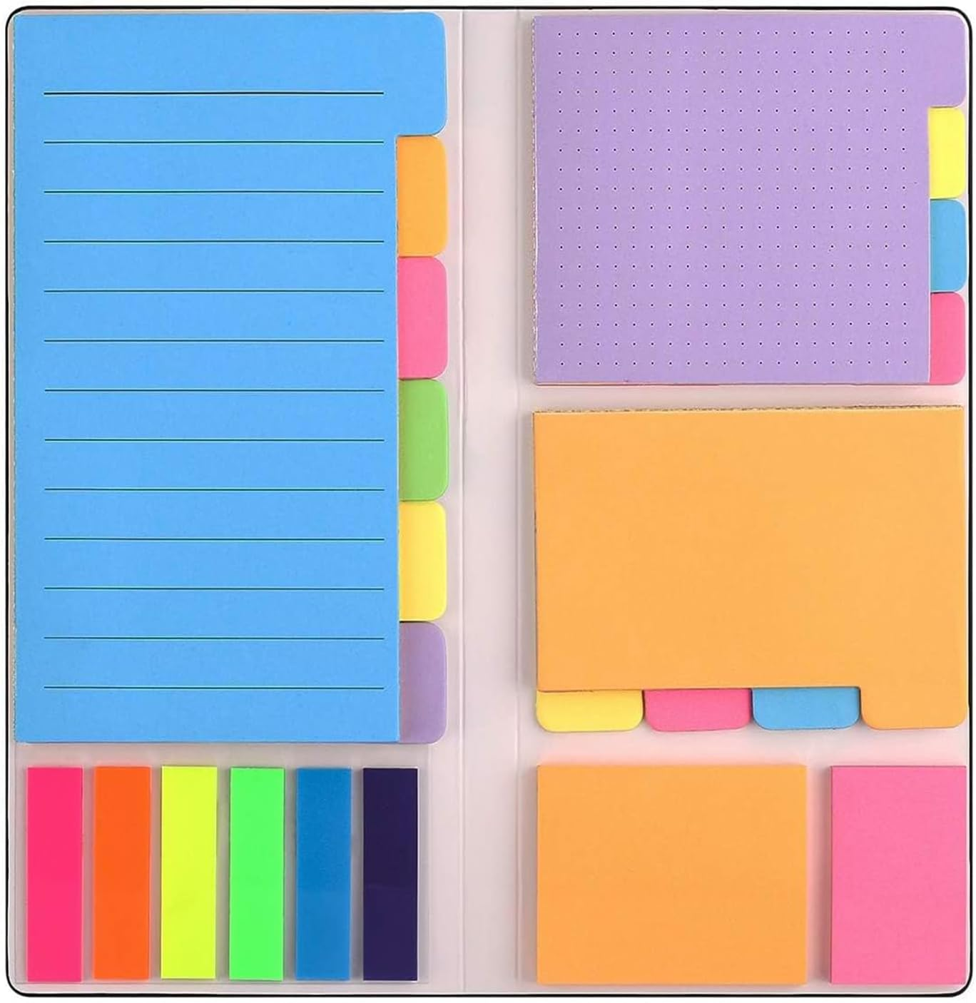 HENWUBEI 410-Sheet Sticky Note Set with 6 Sizes & Colors, Reusable Self-Adhesive Planner Sticky Notes for Students, Teachers, Office,Divider Tabs - Portable Leather Organizer image number 3