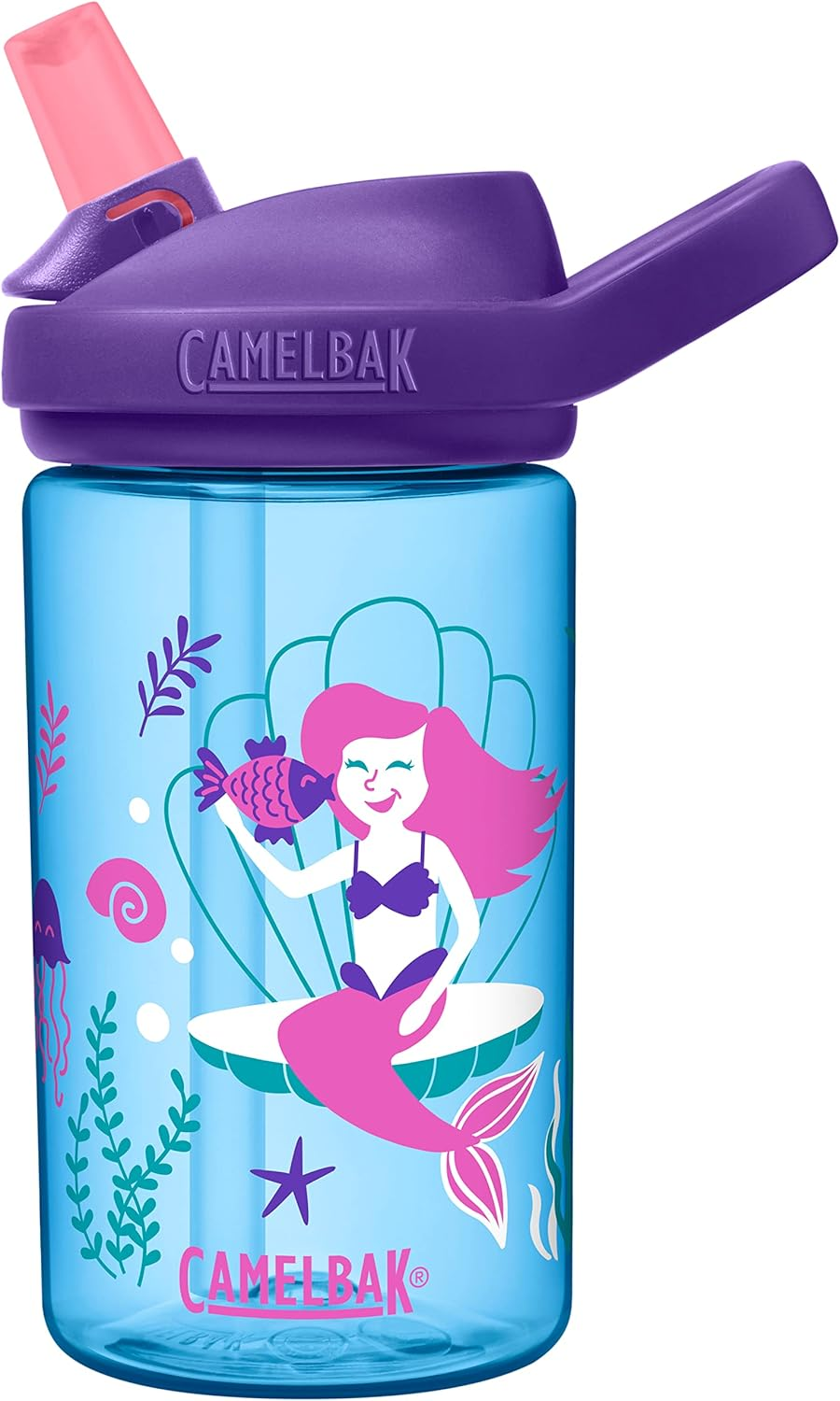 Camelbak Eddy+ 14 Oz Kids Water Bottle with Tritan Renew &ndash; Straw Top, Leak-Proof When Closed, Magical Mermaids
